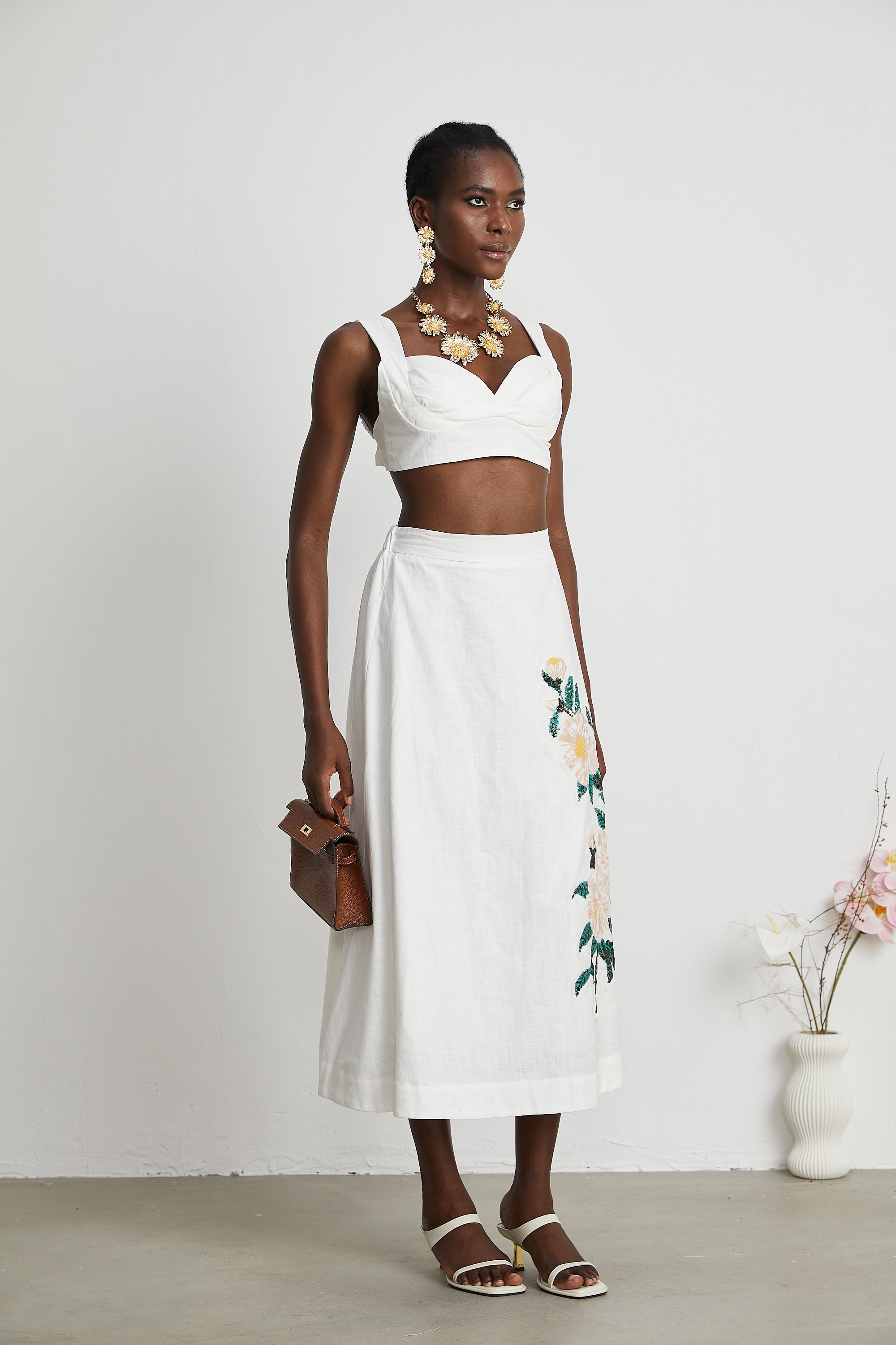 Josette embroidered top & skirt matching set