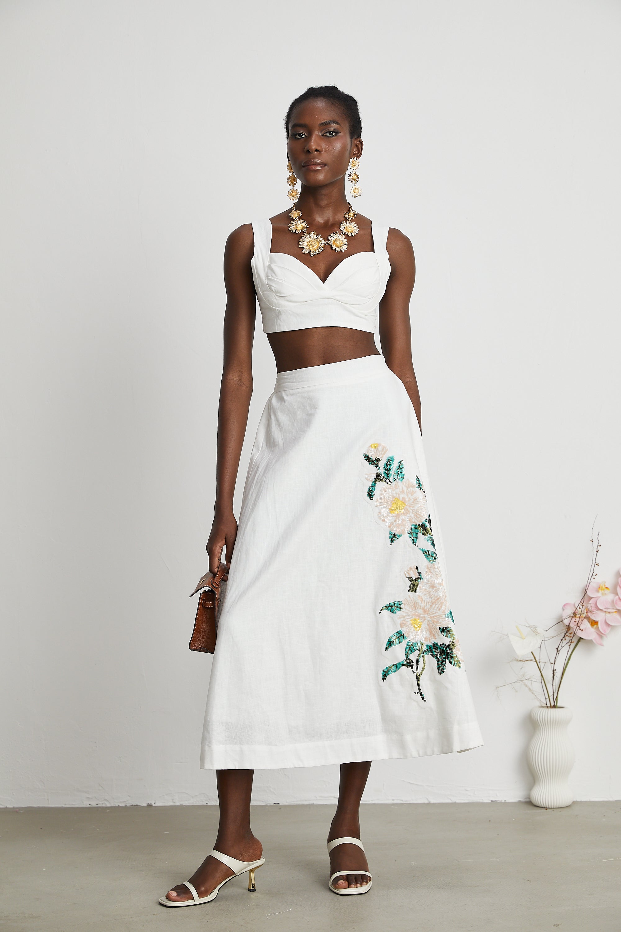 Josette embroidered top & skirt matching set