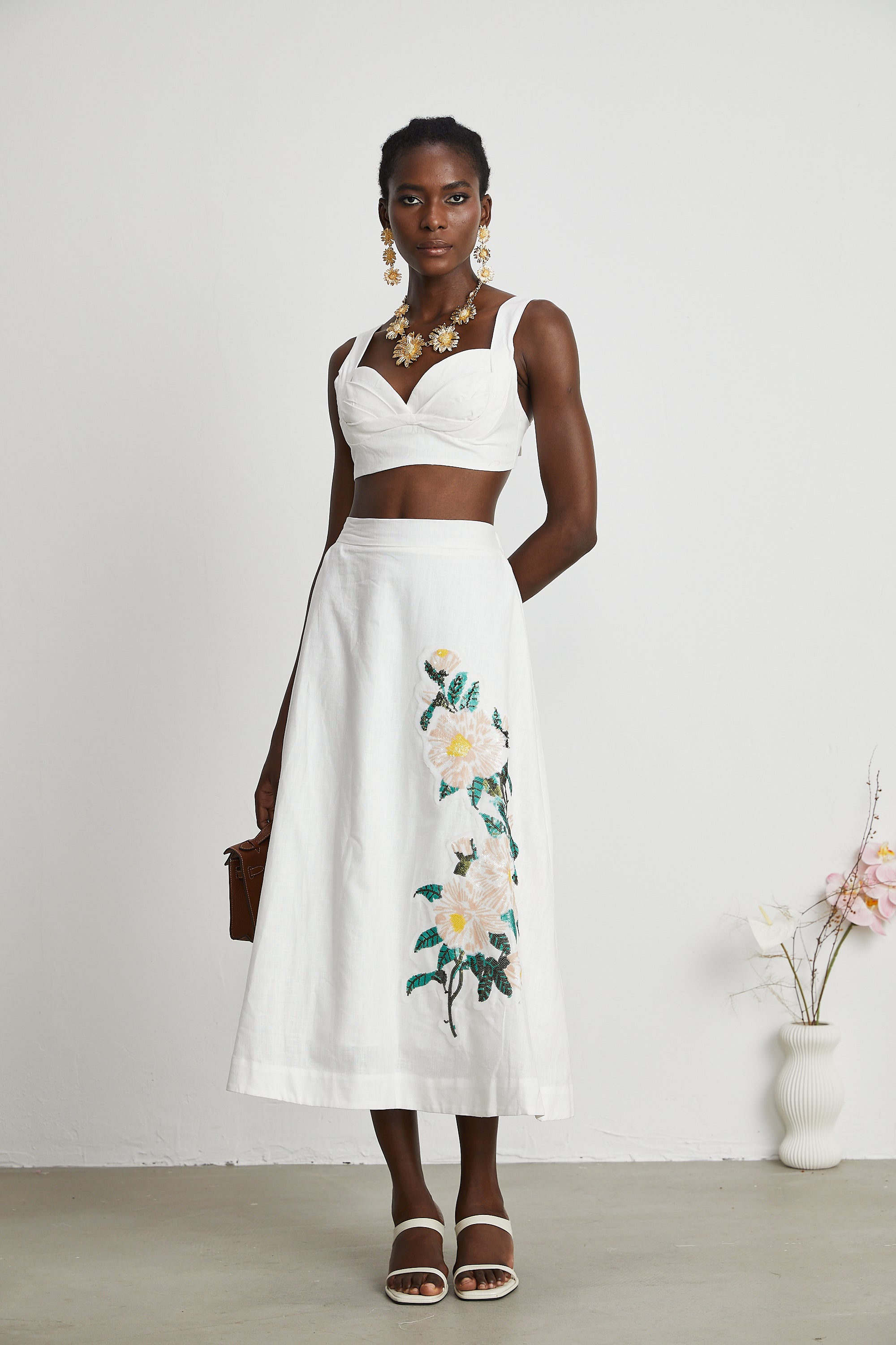 Josette embroidered top & skirt matching set