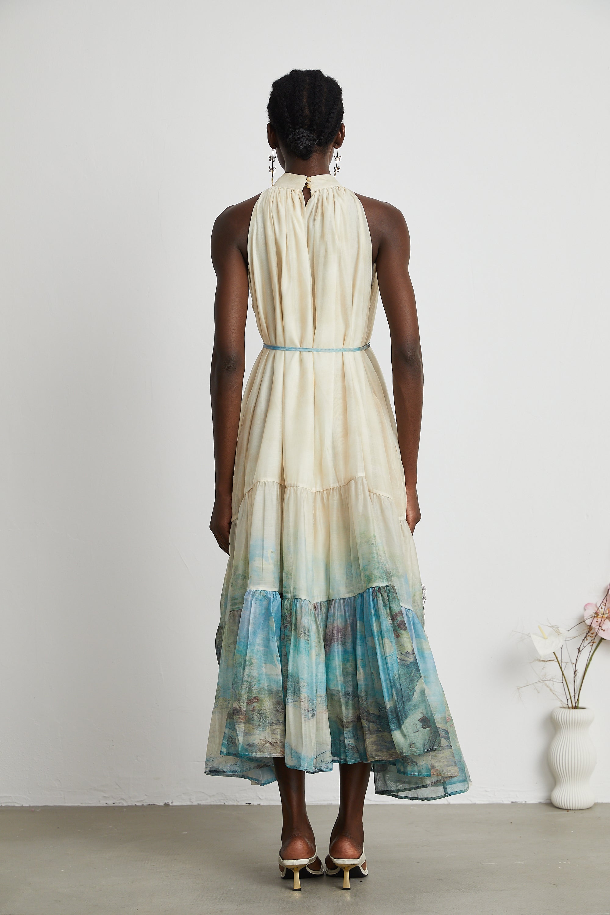 Delphine layered pattern-print midi dress