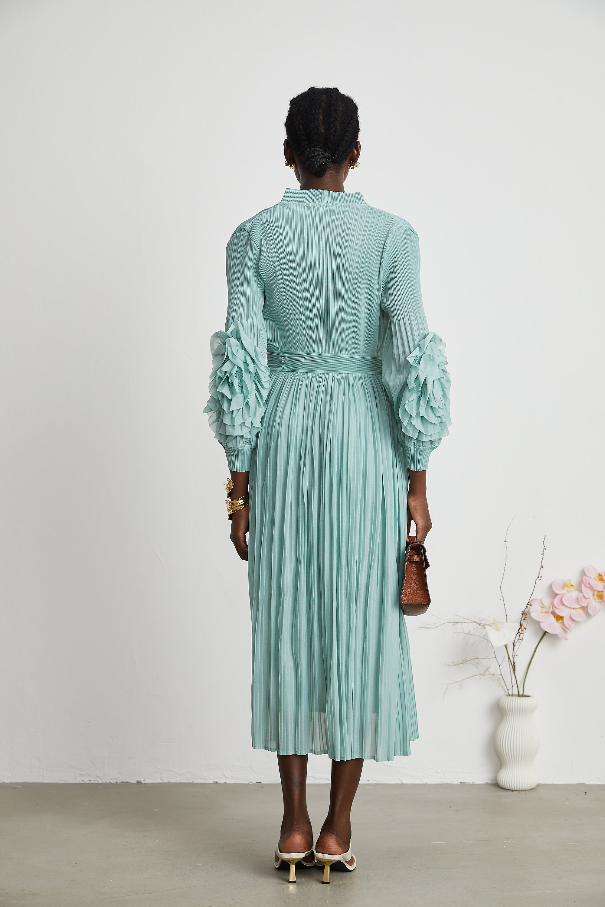 Éloïse faux-flower knitted dress & coat matching set