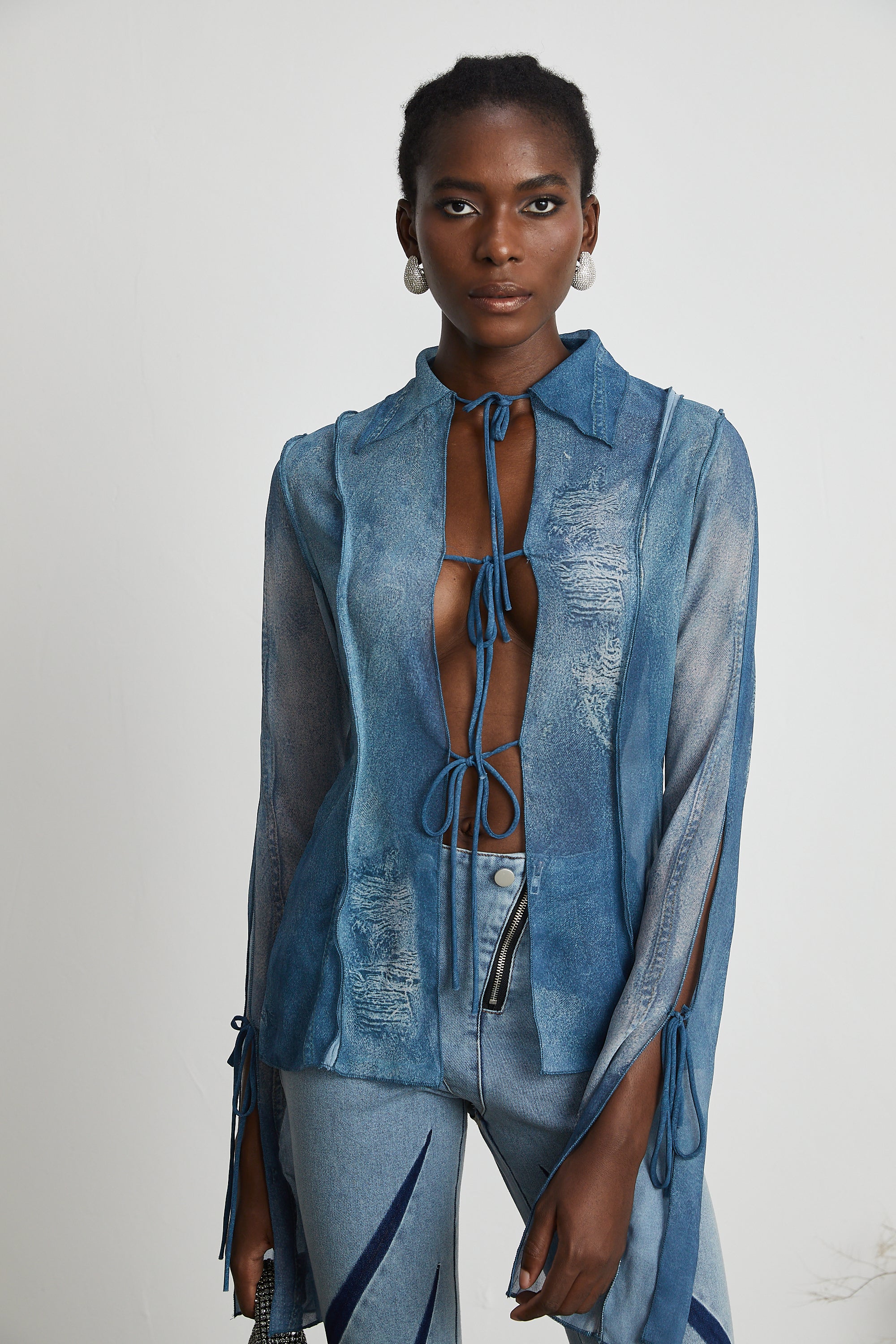 Corin bedrucktes transparentes Denim-Top