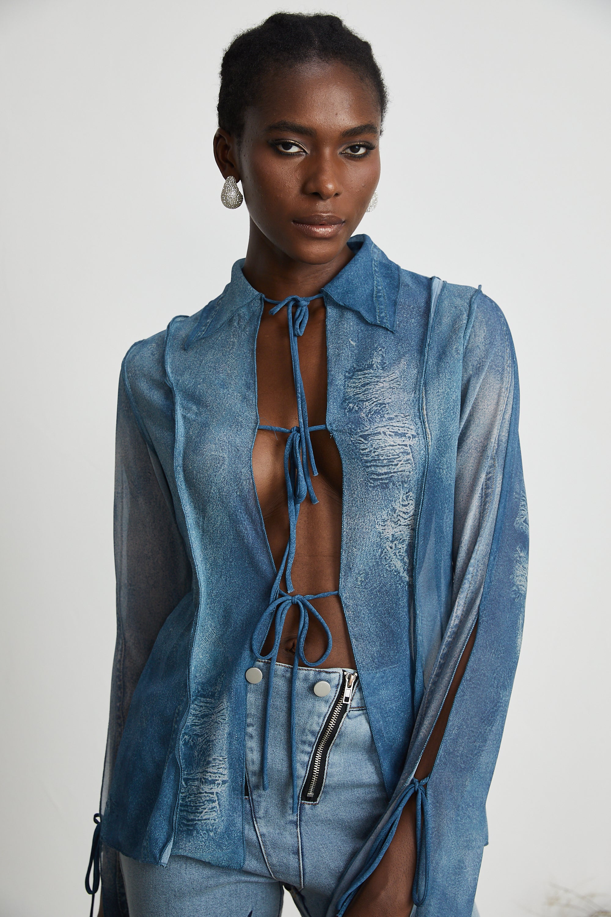 Corin bedrucktes transparentes Denim-Top