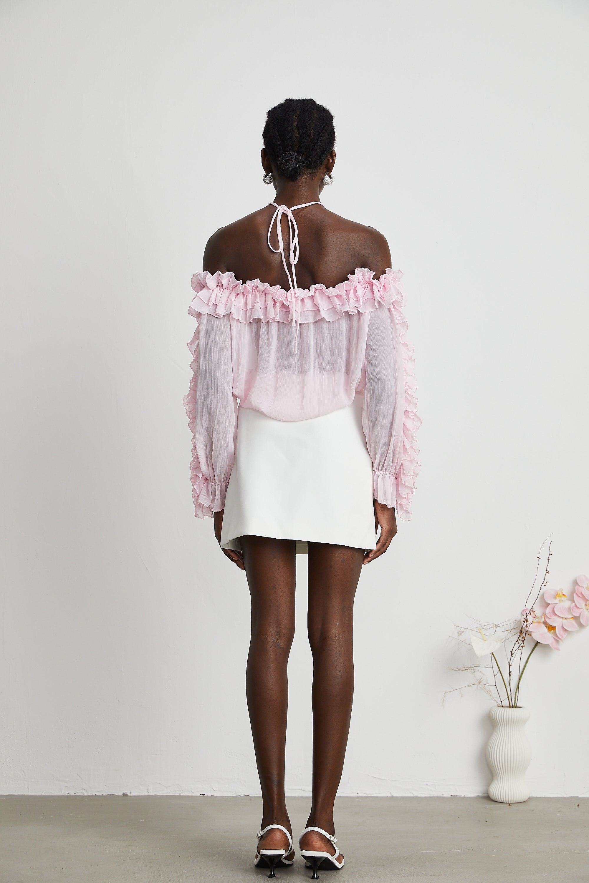 Darcy pink strapless semi-sheer top