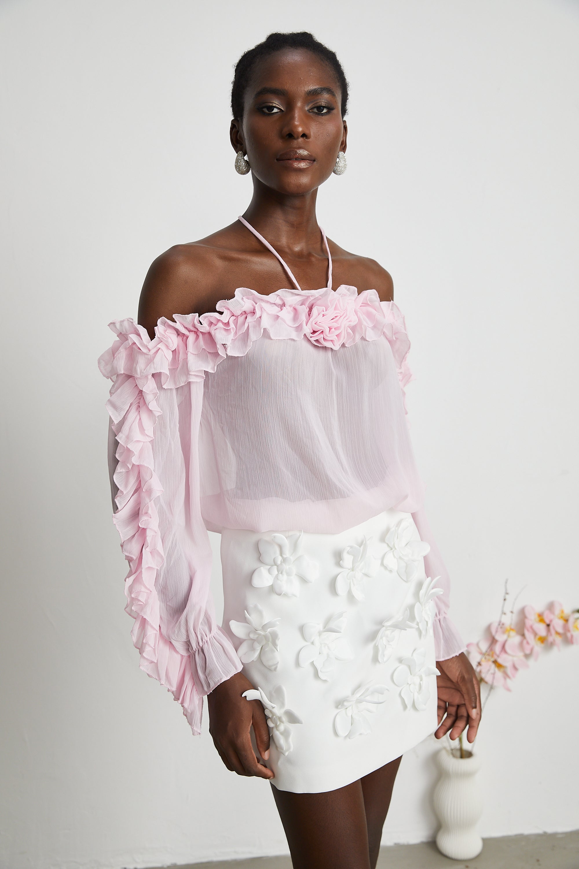 Darcy pink strapless semi-sheer top