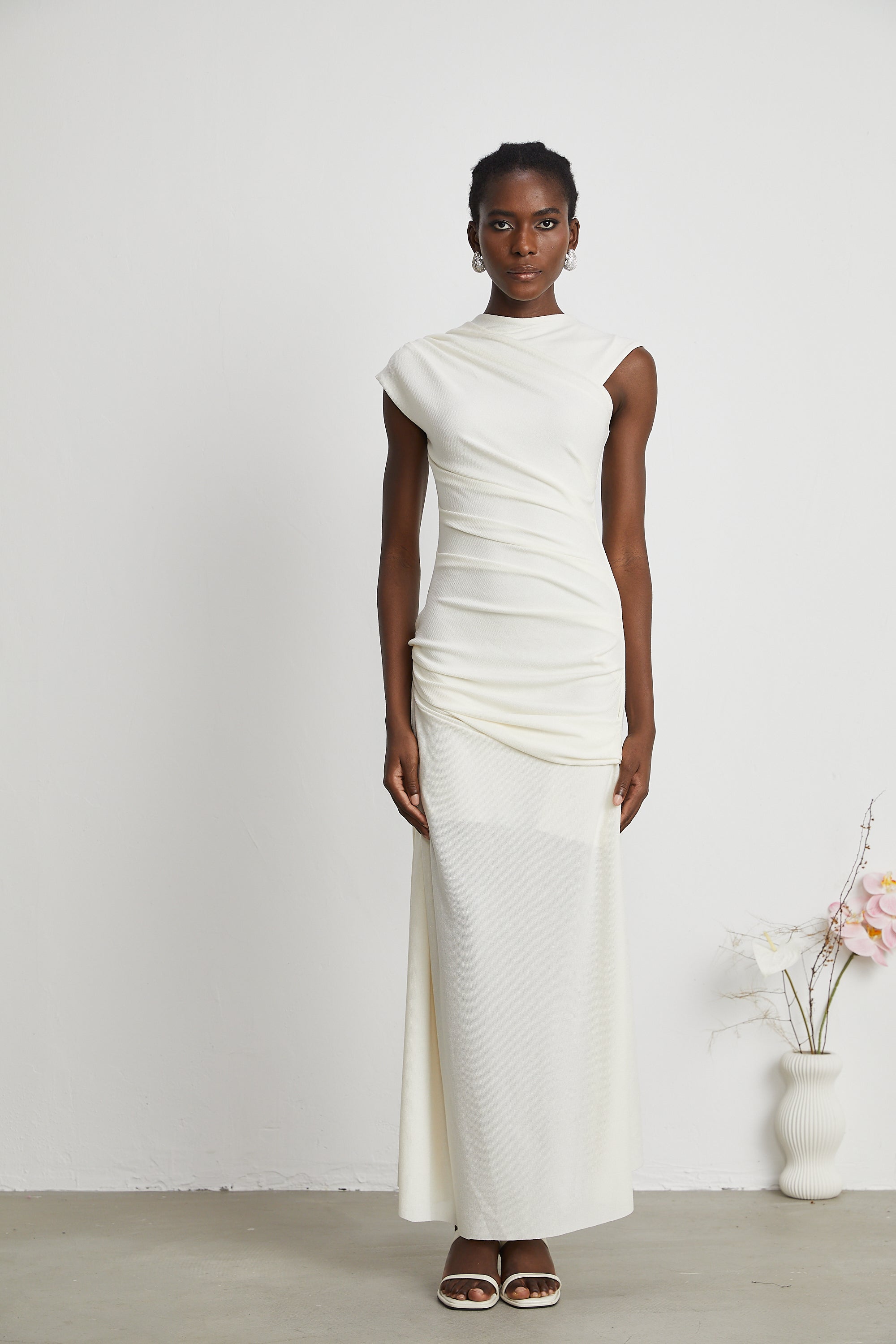 Lanetta jersey-knit draped midi dress