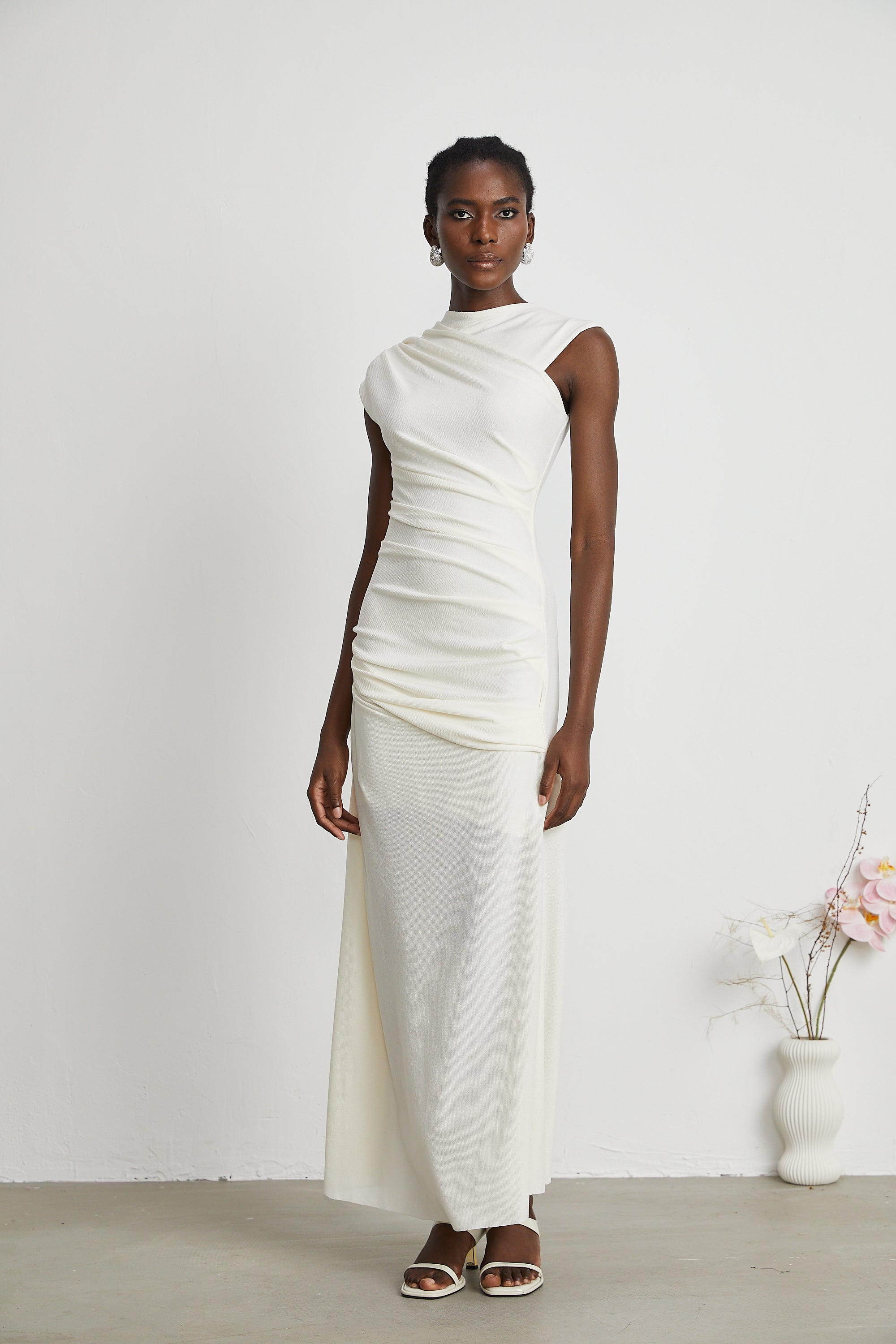 Lanetta jersey-knit draped midi dress