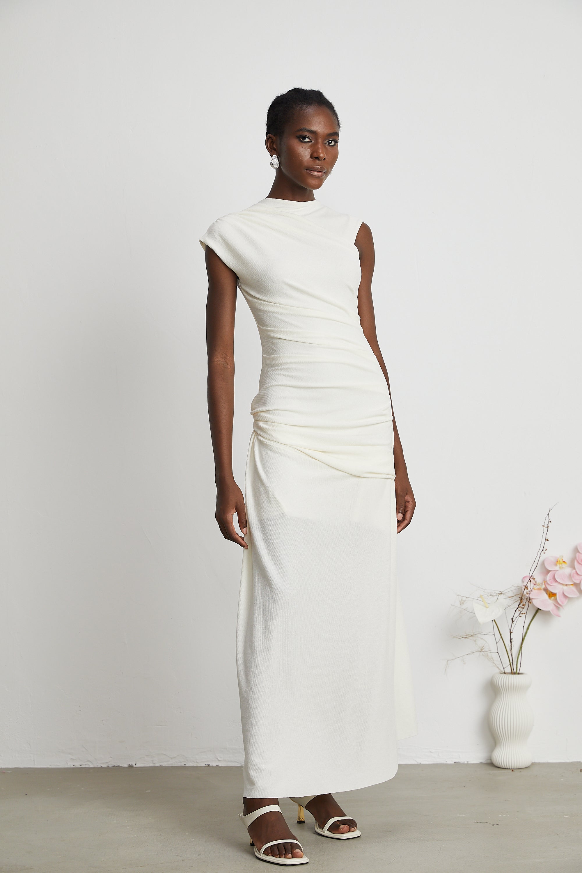 Lanetta jersey-knit draped midi dress