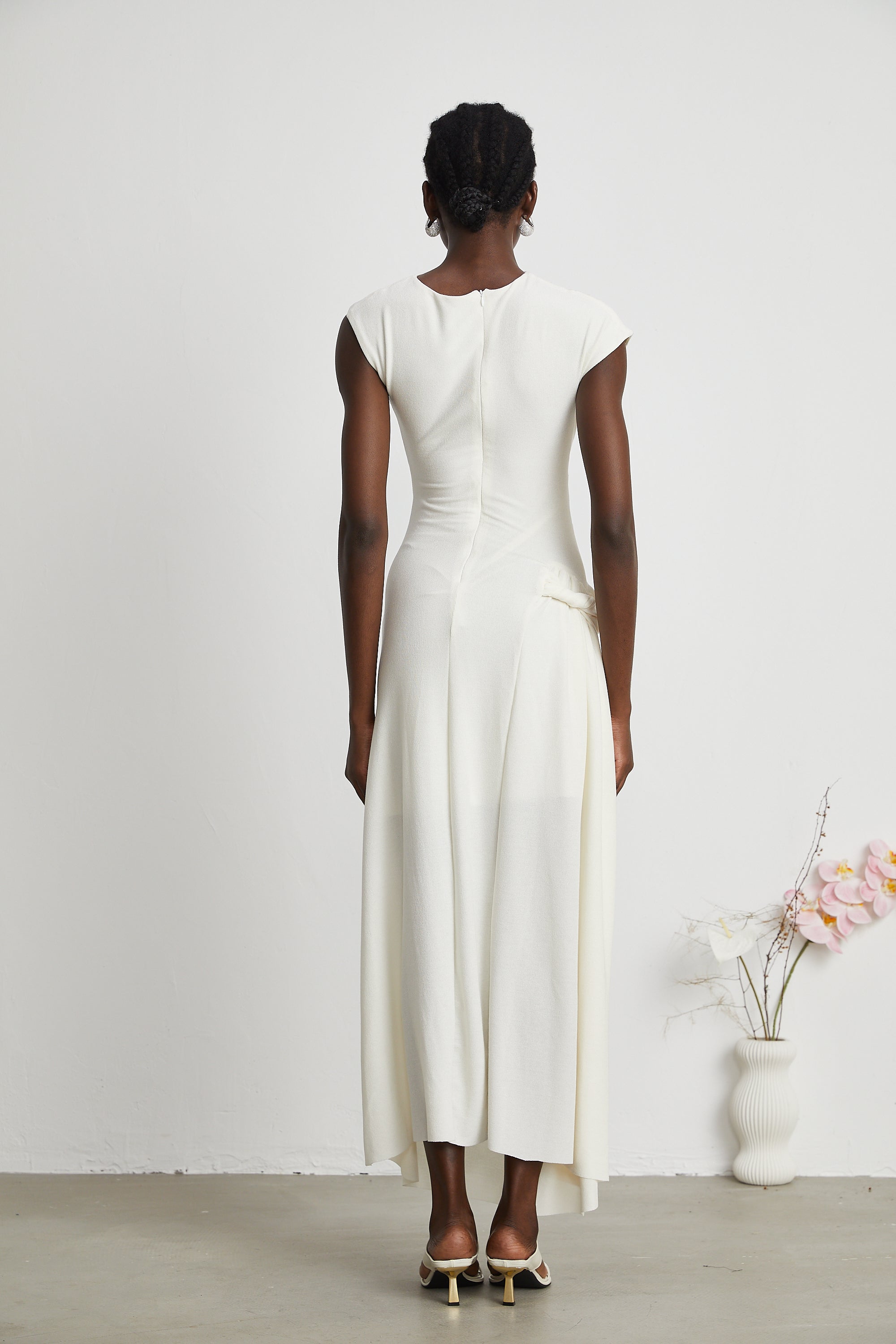 Lanetta jersey-knit draped midi dress