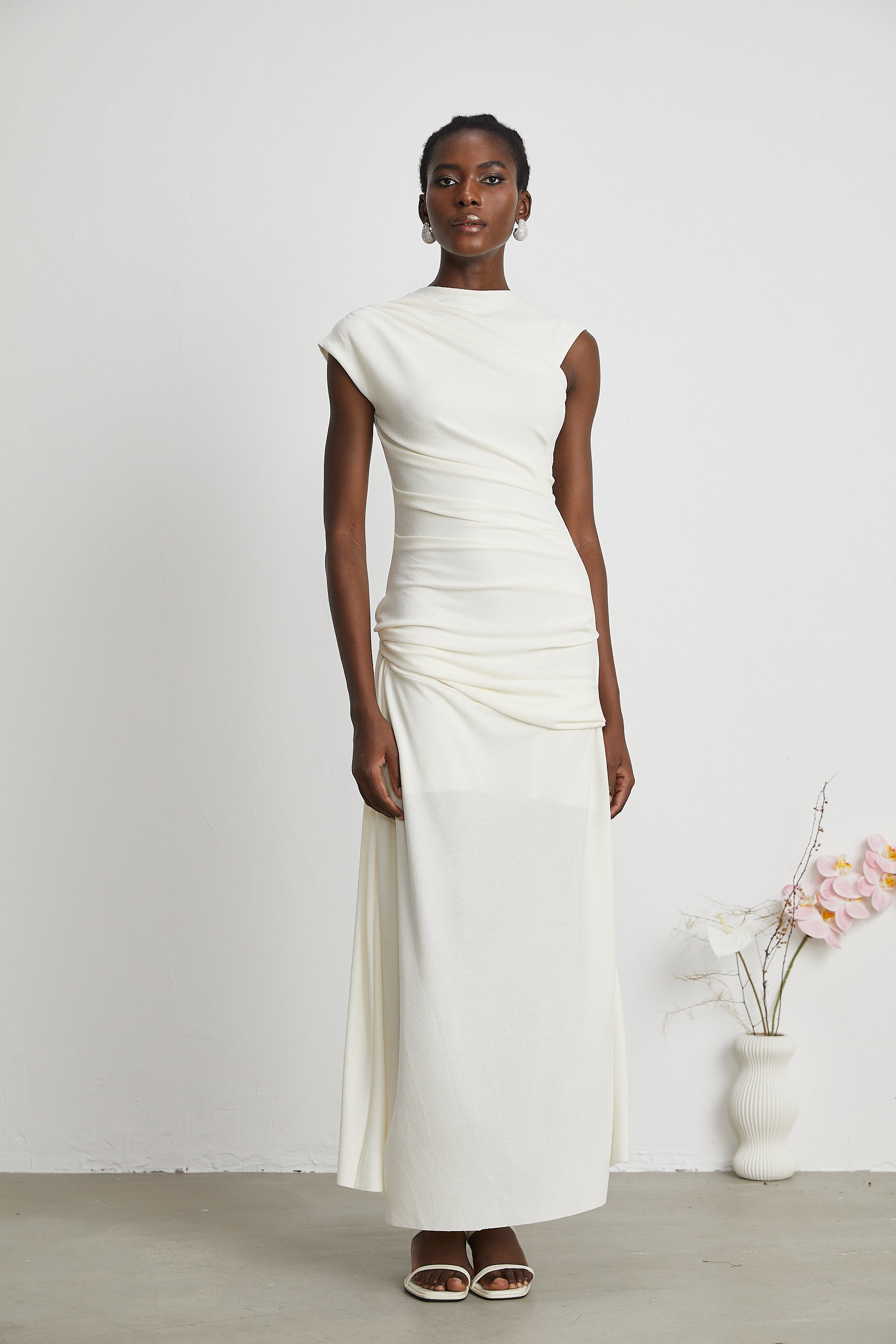 Lanetta jersey-knit draped midi dress