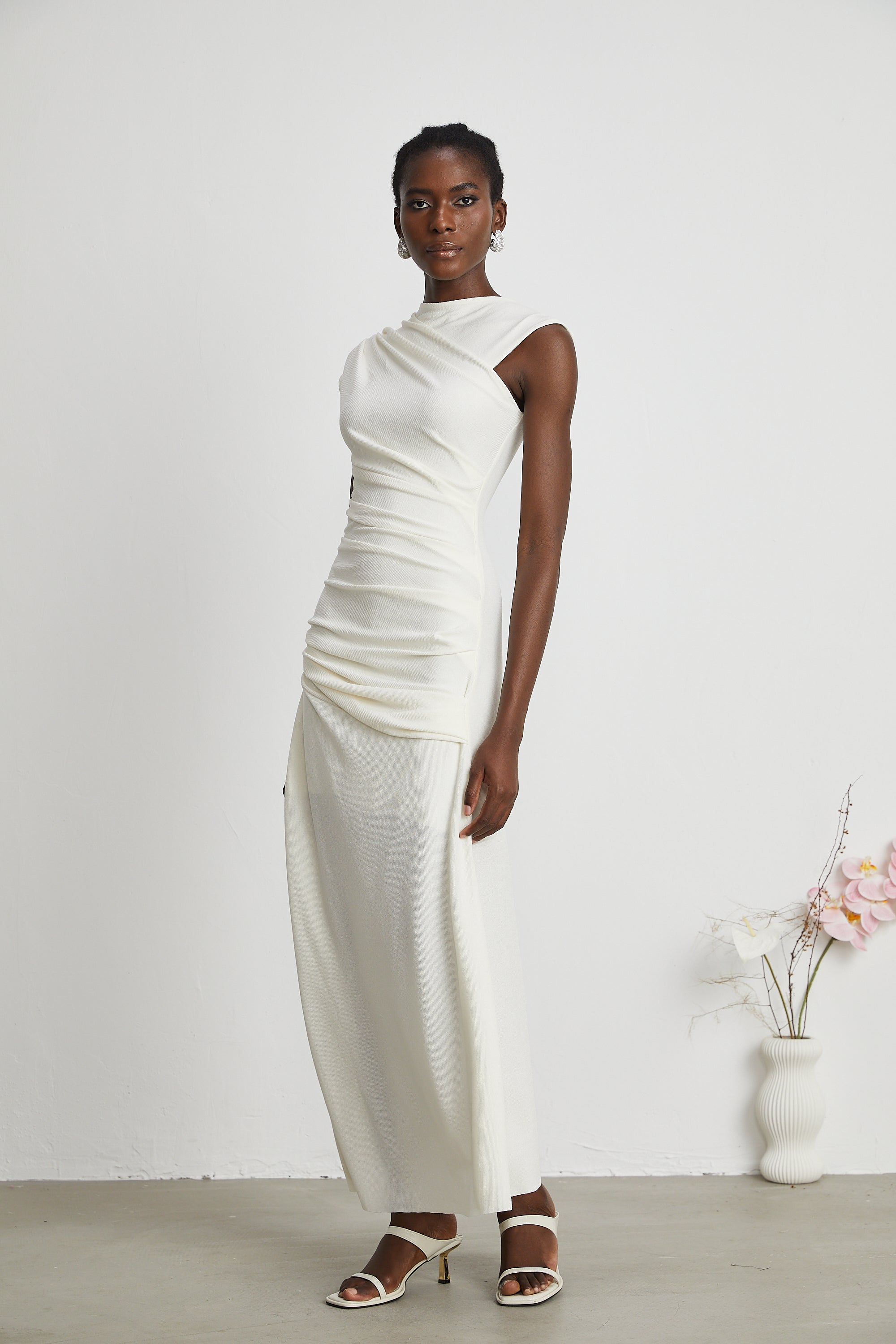 Lanetta jersey-knit draped midi dress