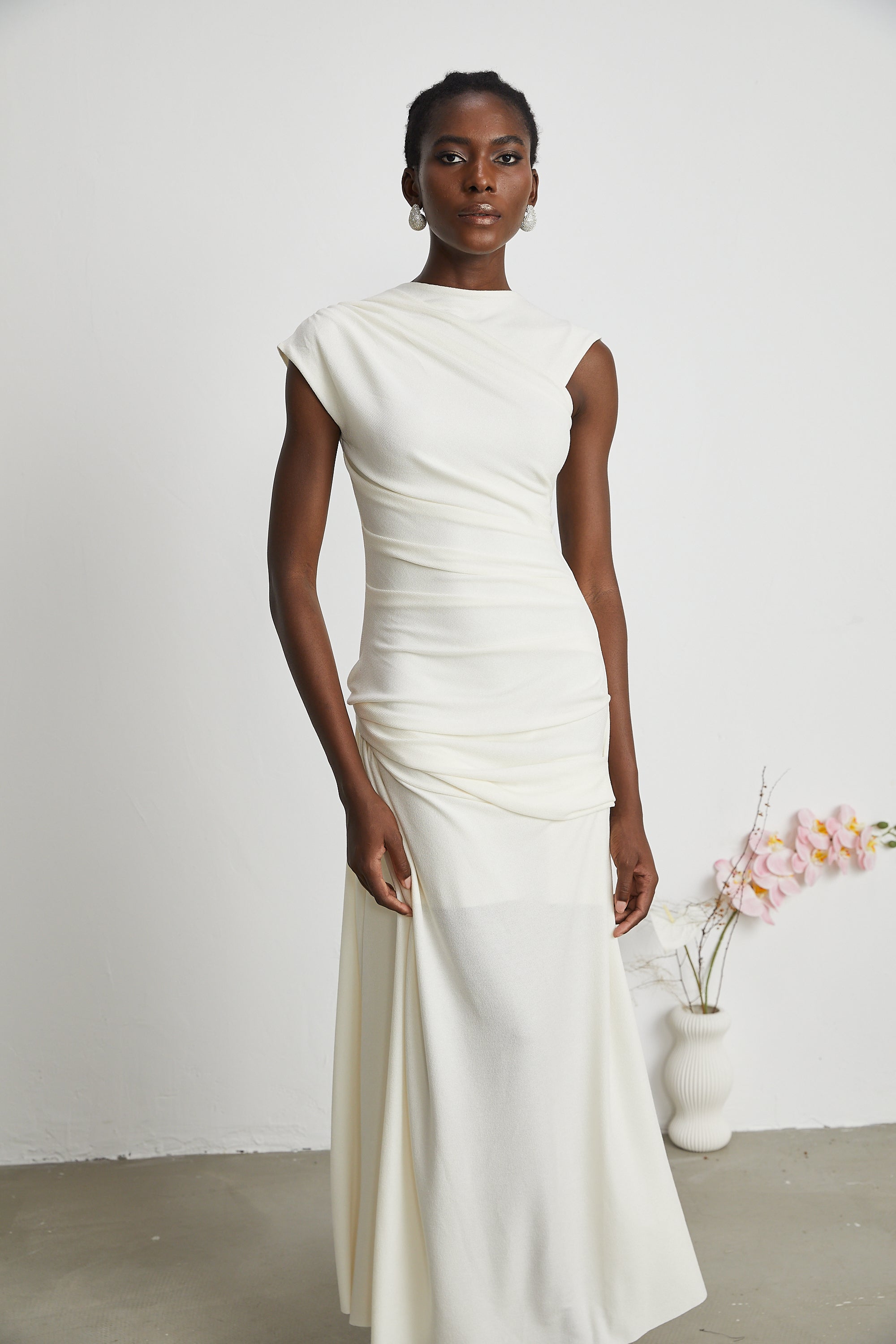 Lanetta jersey-knit draped midi dress