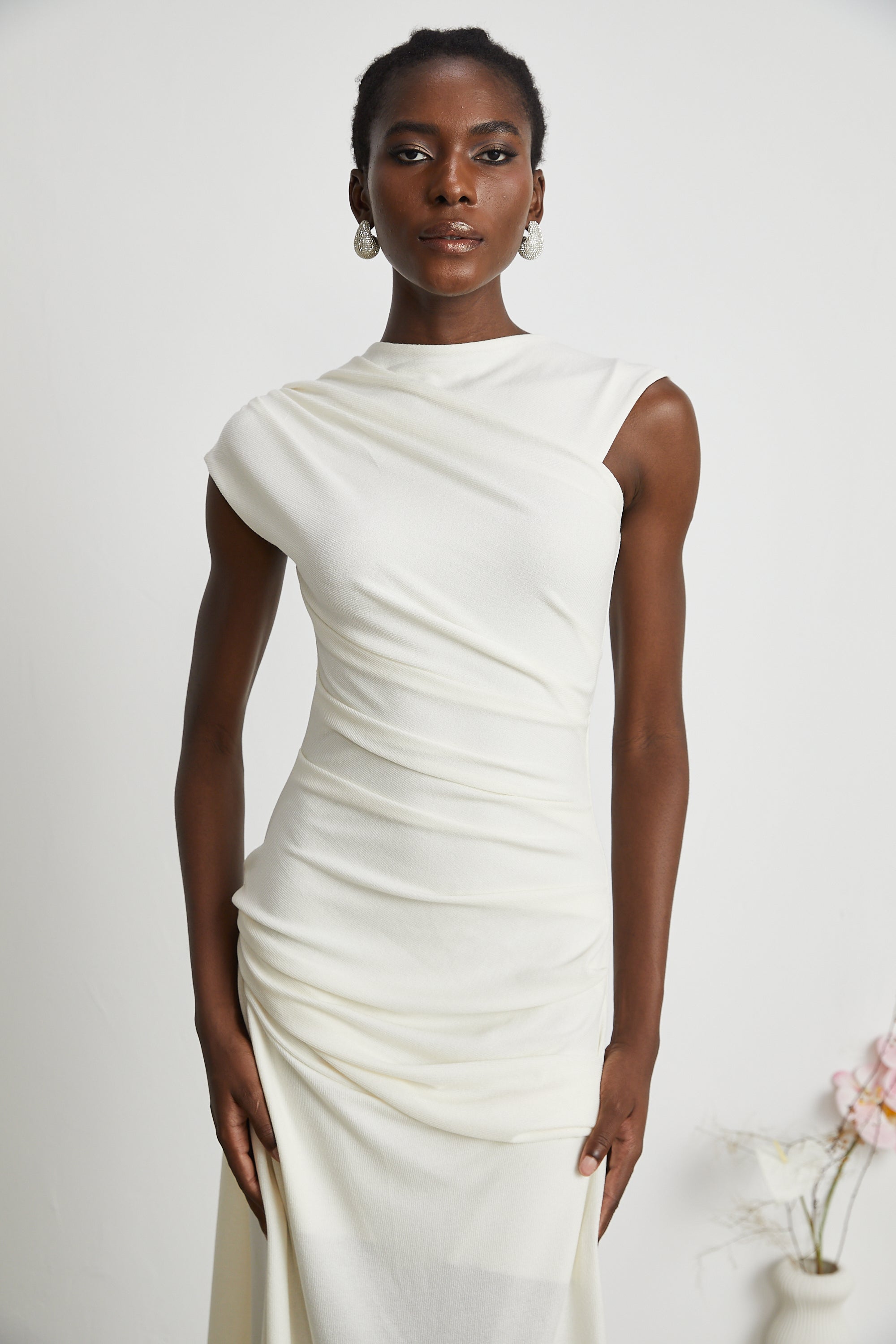 Lanetta jersey-knit draped midi dress