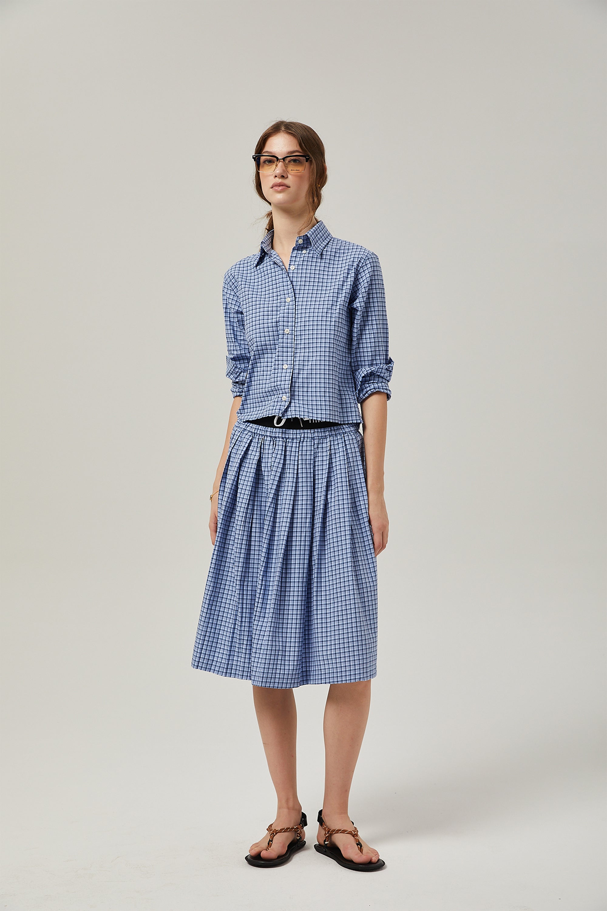 Élodie checked-pattern skirt