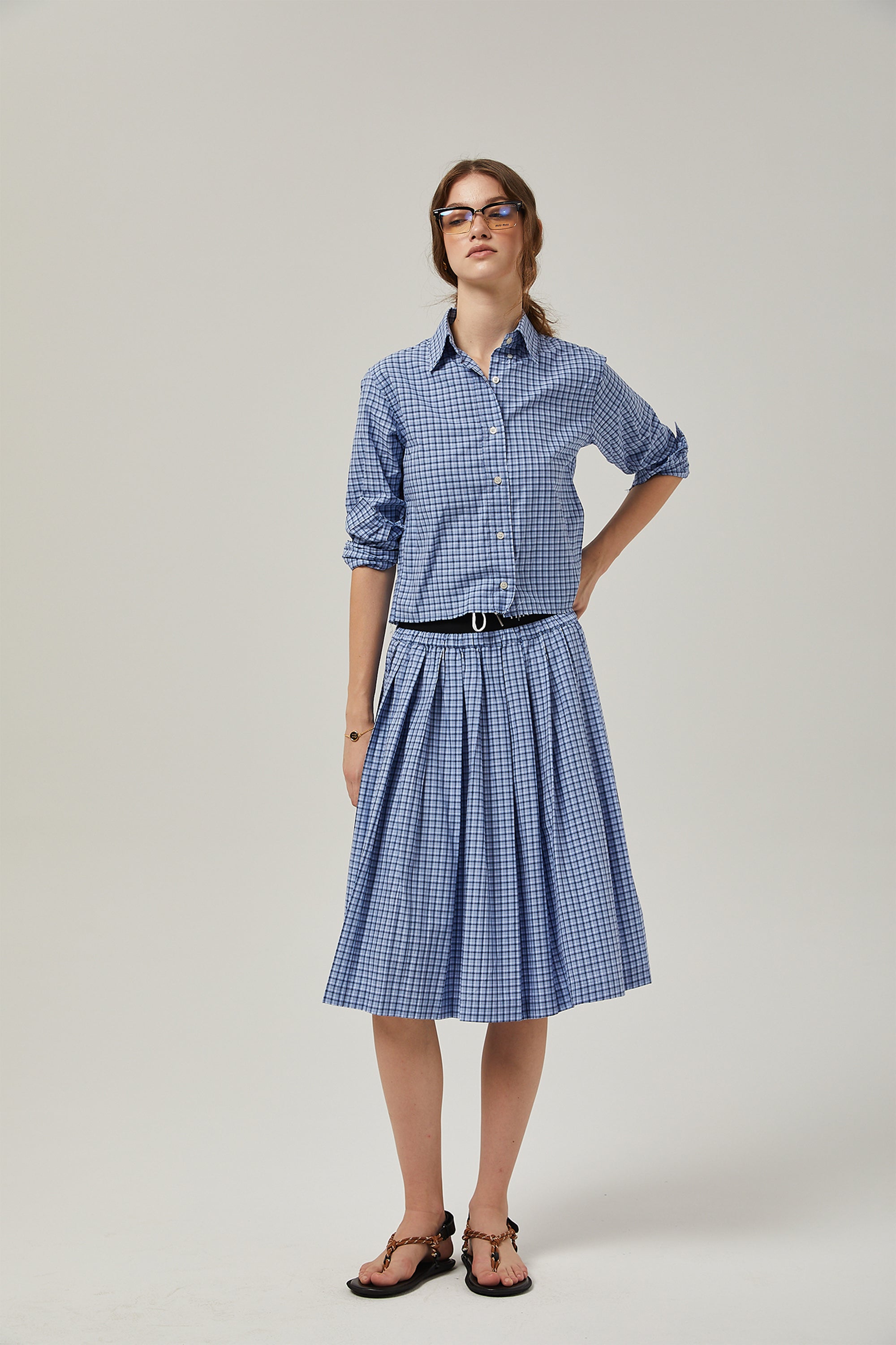 Élodie checked-pattern skirt