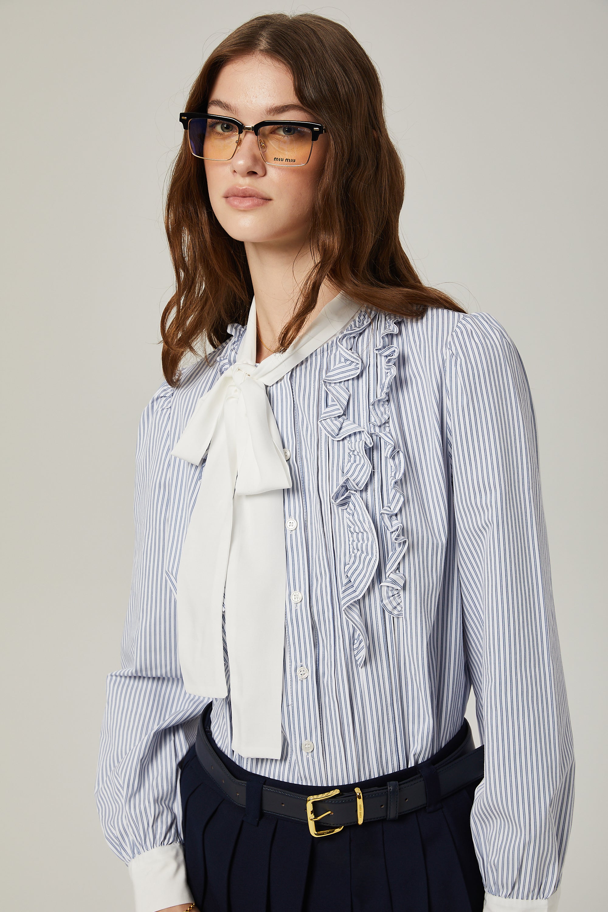 Janelle tie-front striped shirt