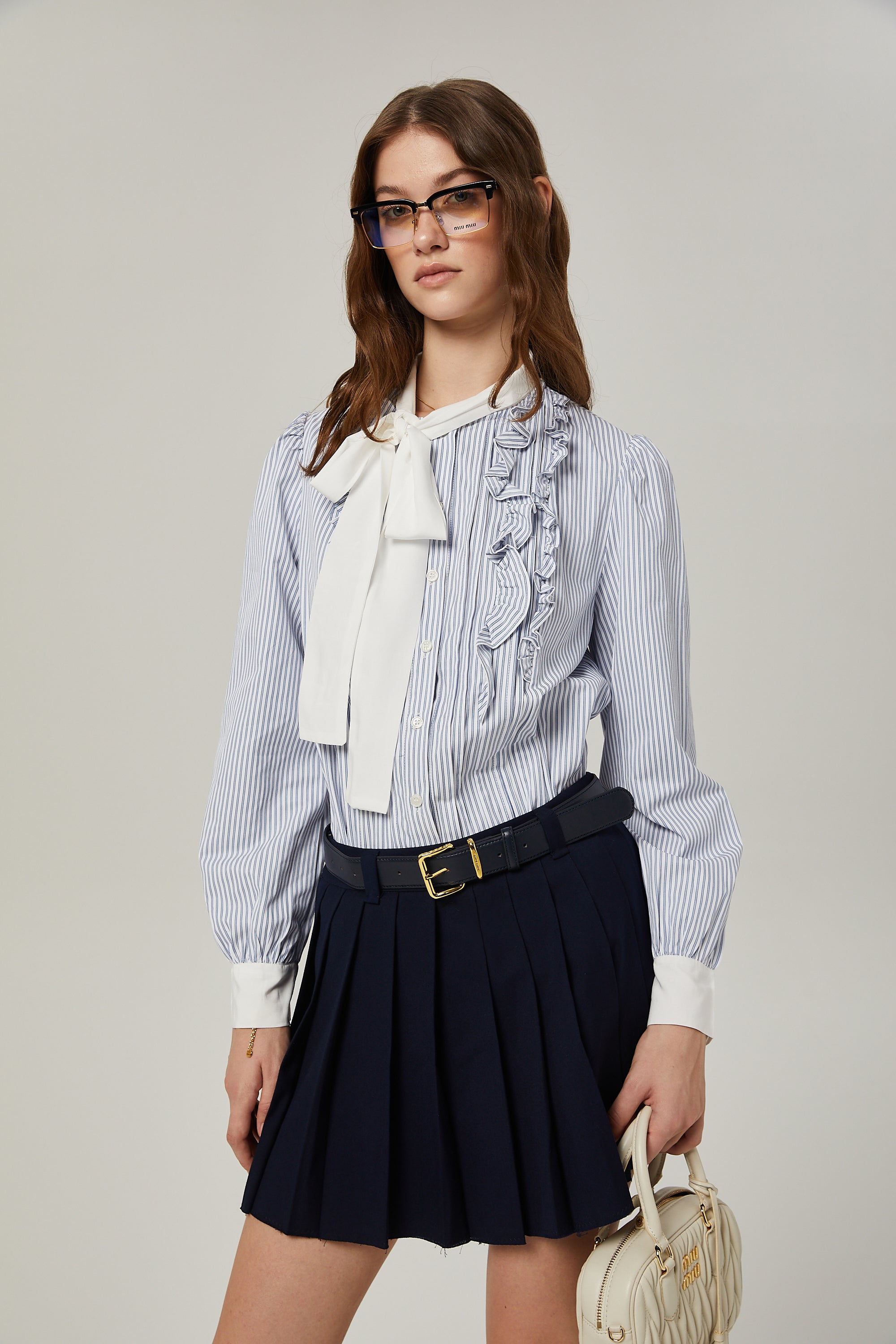 Janelle tie-front striped shirt