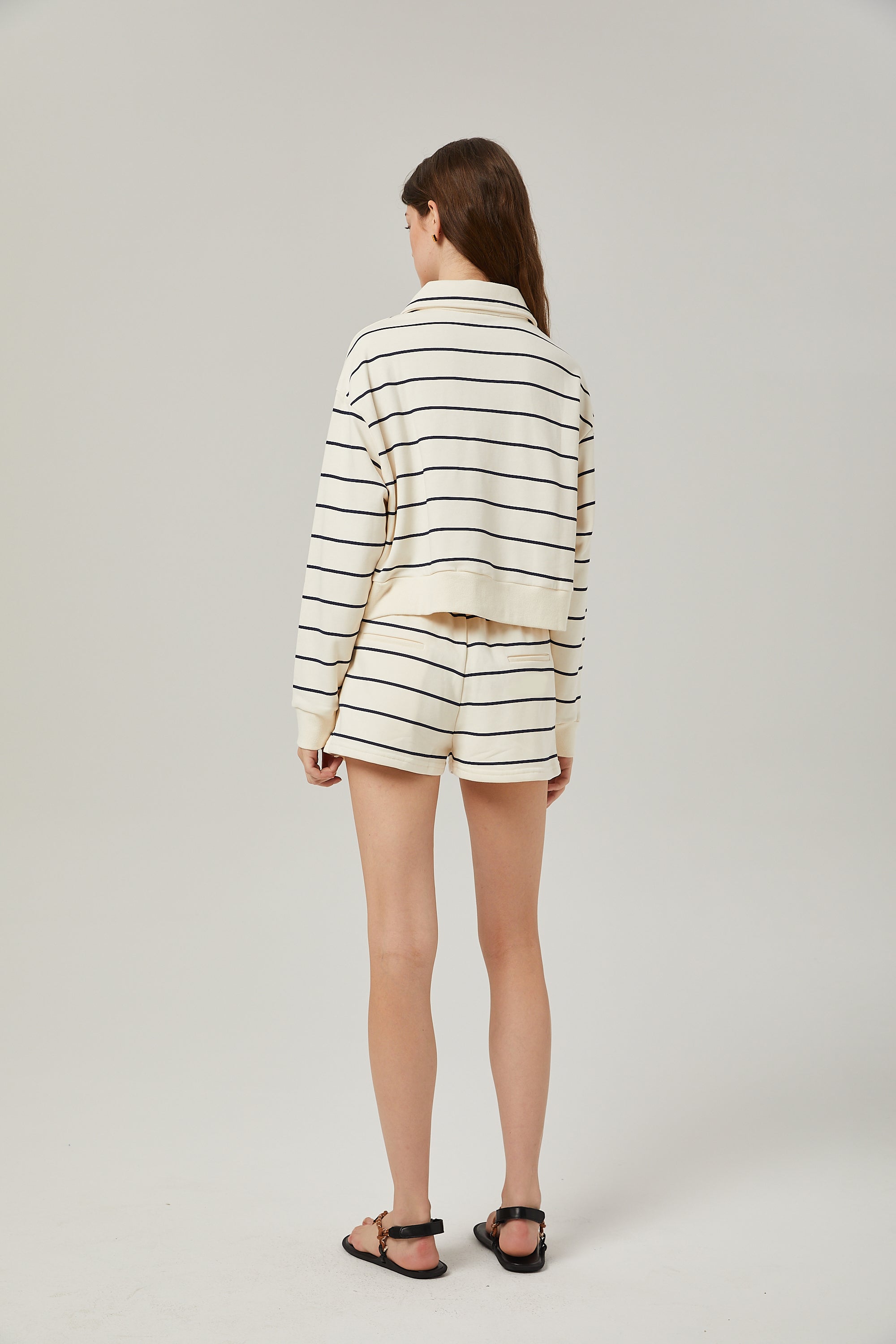 Marjolaine striped shirt & shorts matching set