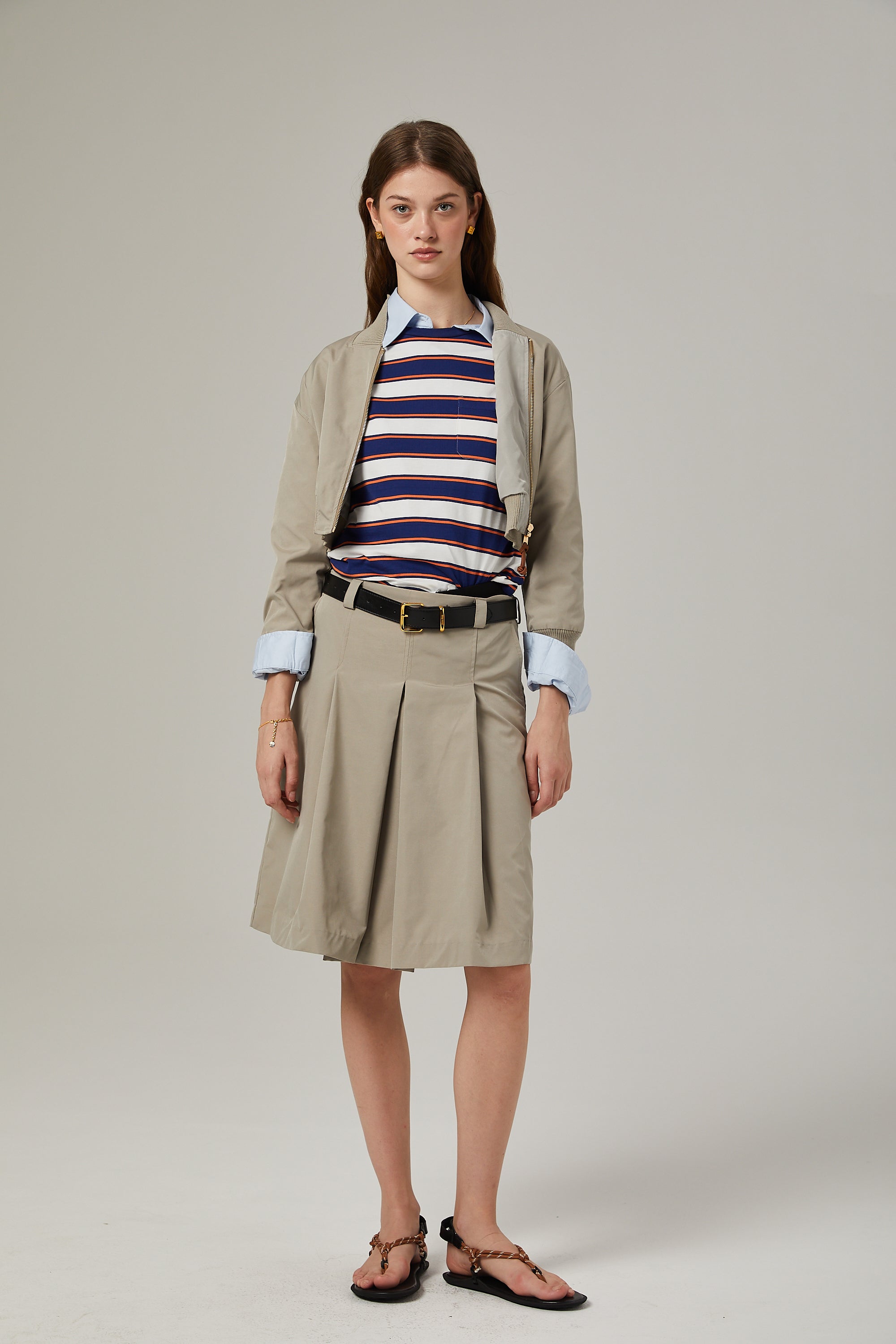 Paloma beige cotton jacket & skirt matching set