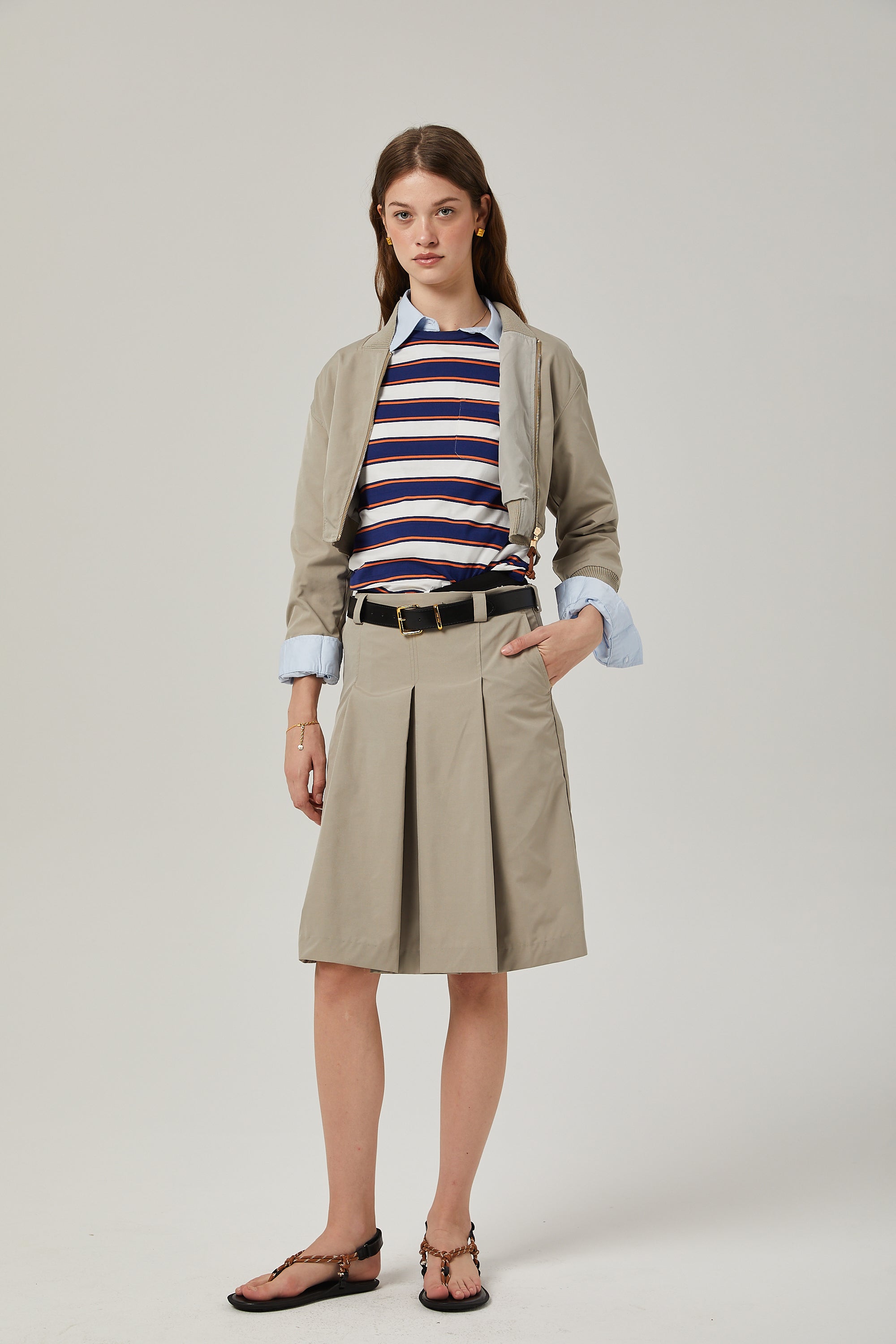 Paloma beige cotton jacket & skirt matching set