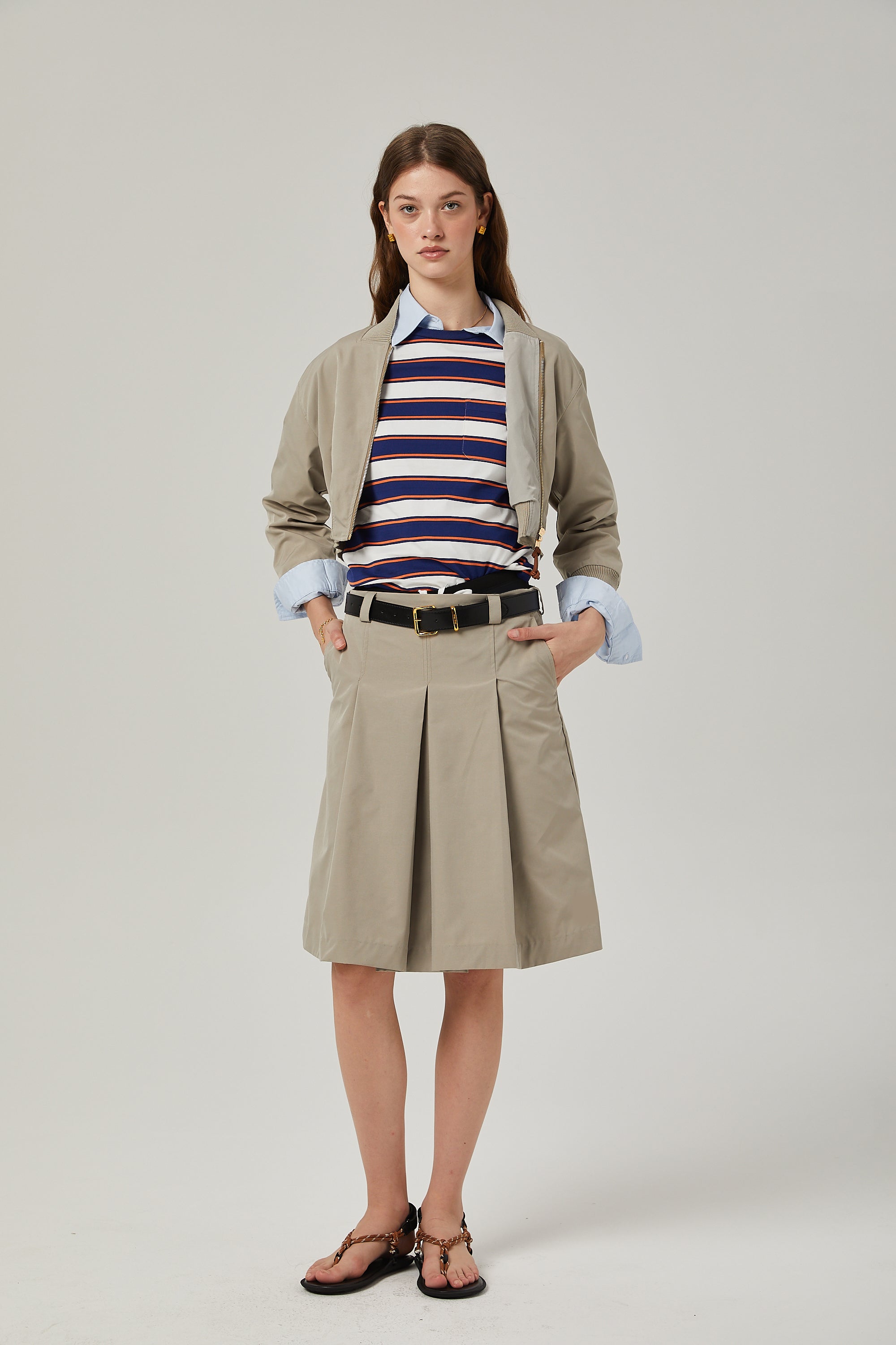 Paloma beige cotton jacket & skirt matching set