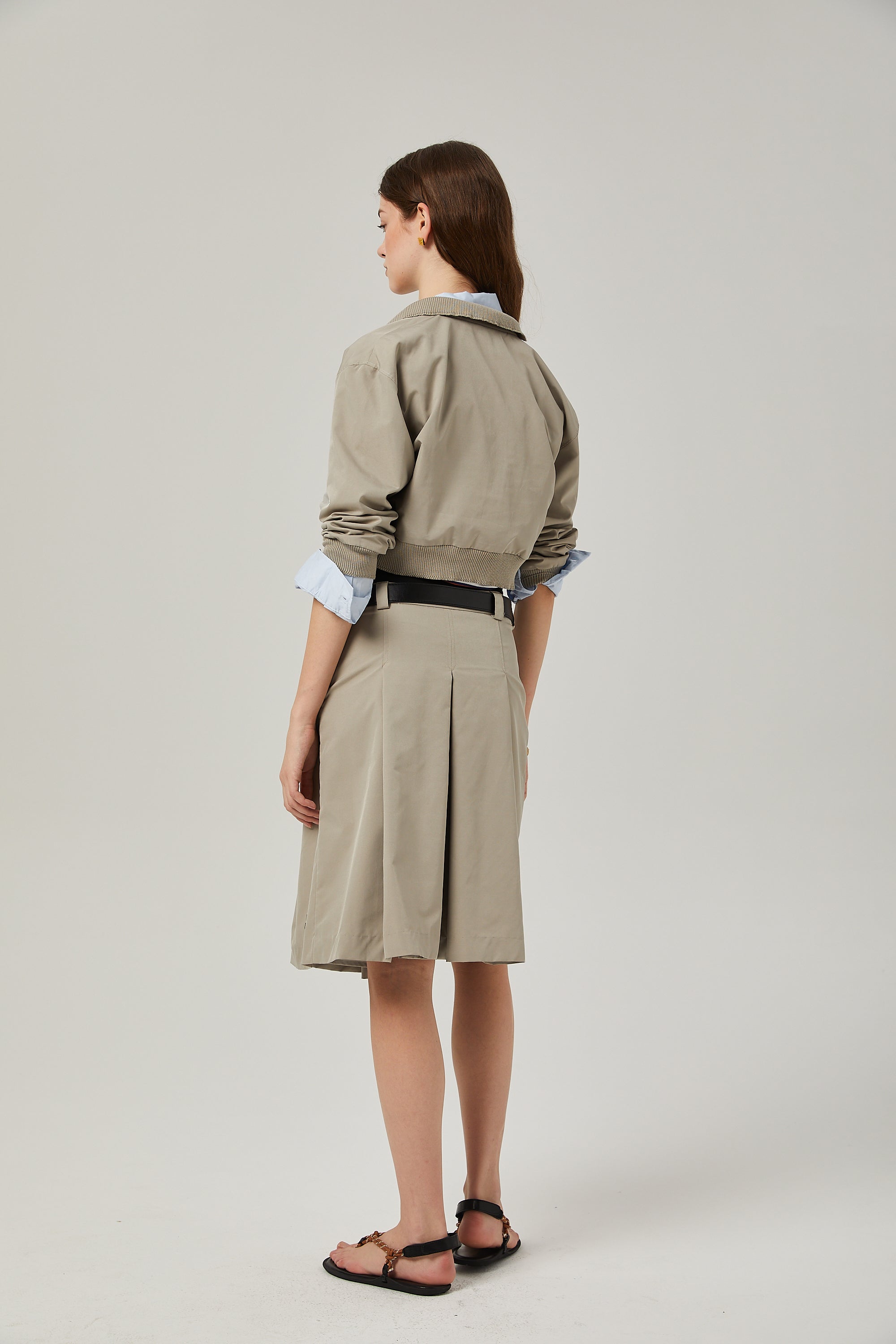 Paloma beige cotton jacket & skirt matching set