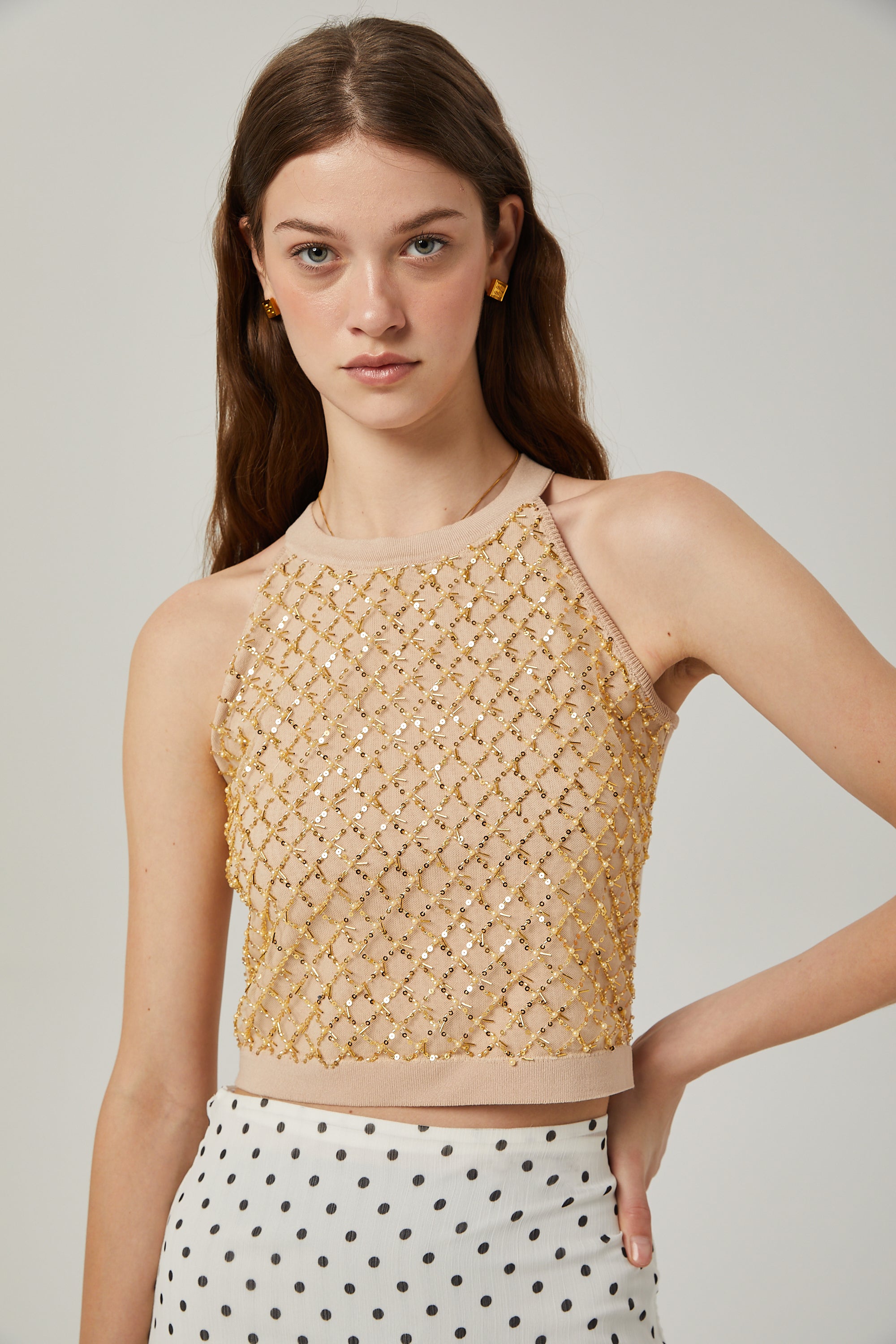 Juliette faux-pearl embellished knit vest