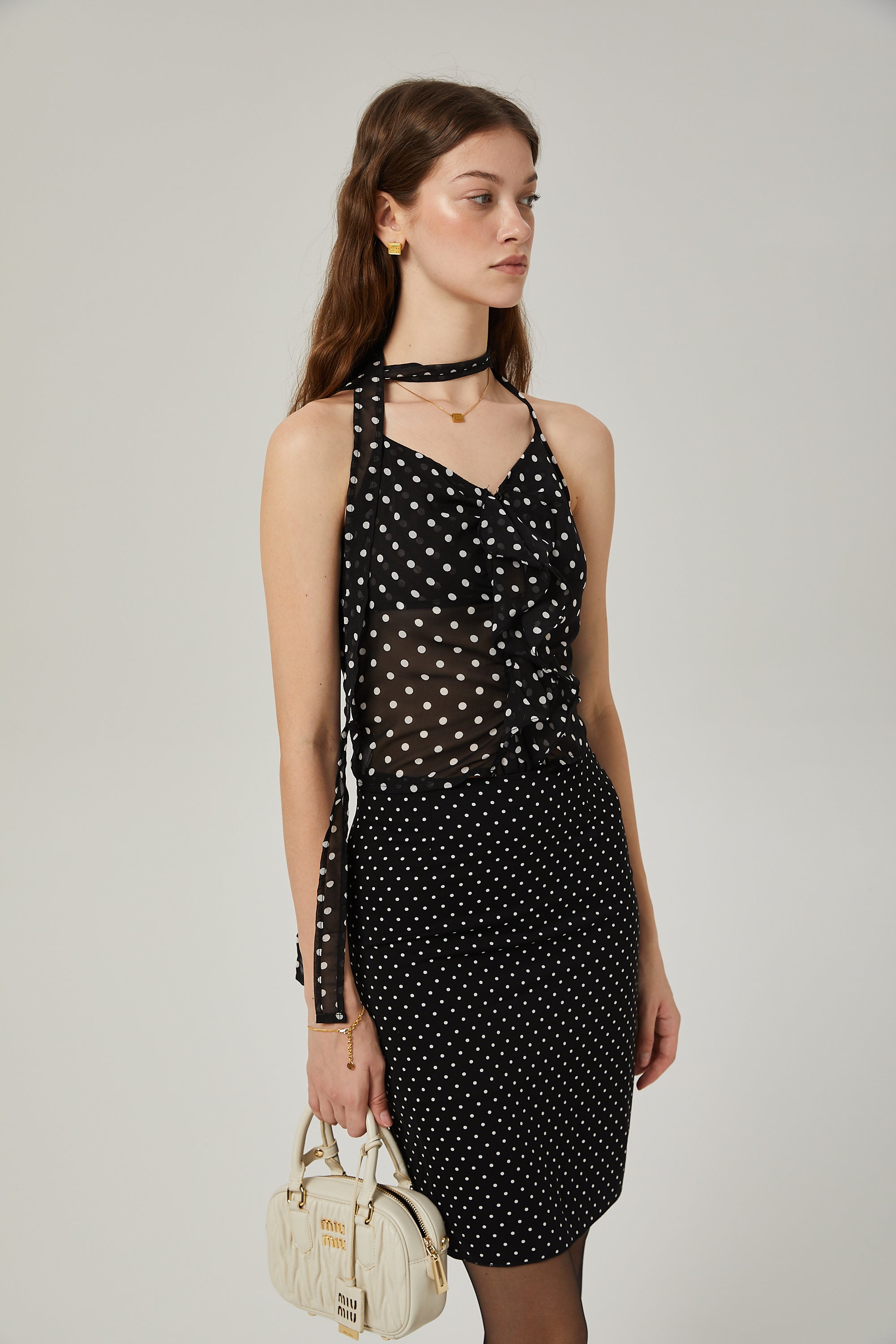 Céleste polka dot print top