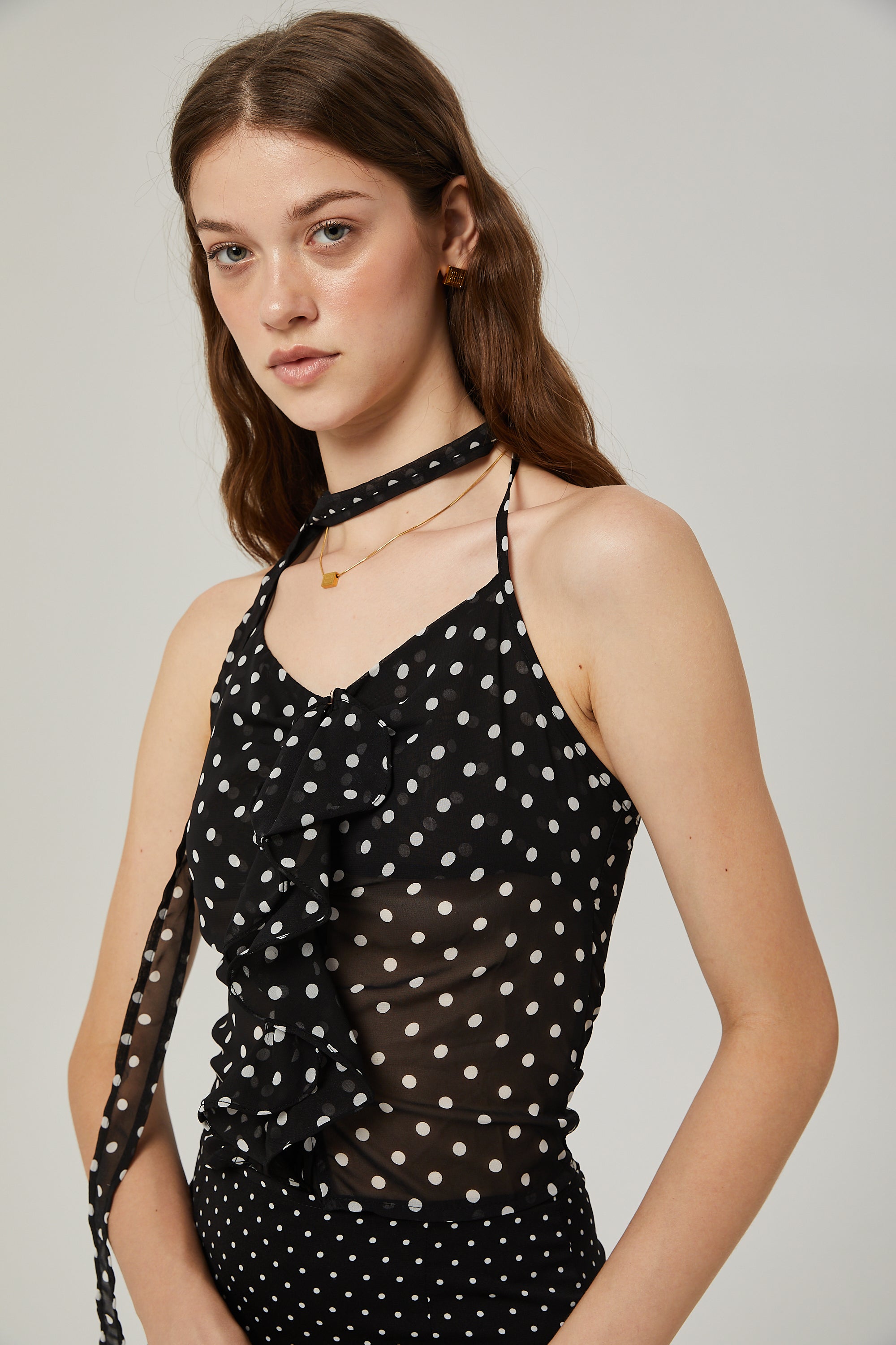 Céleste polka dot print top