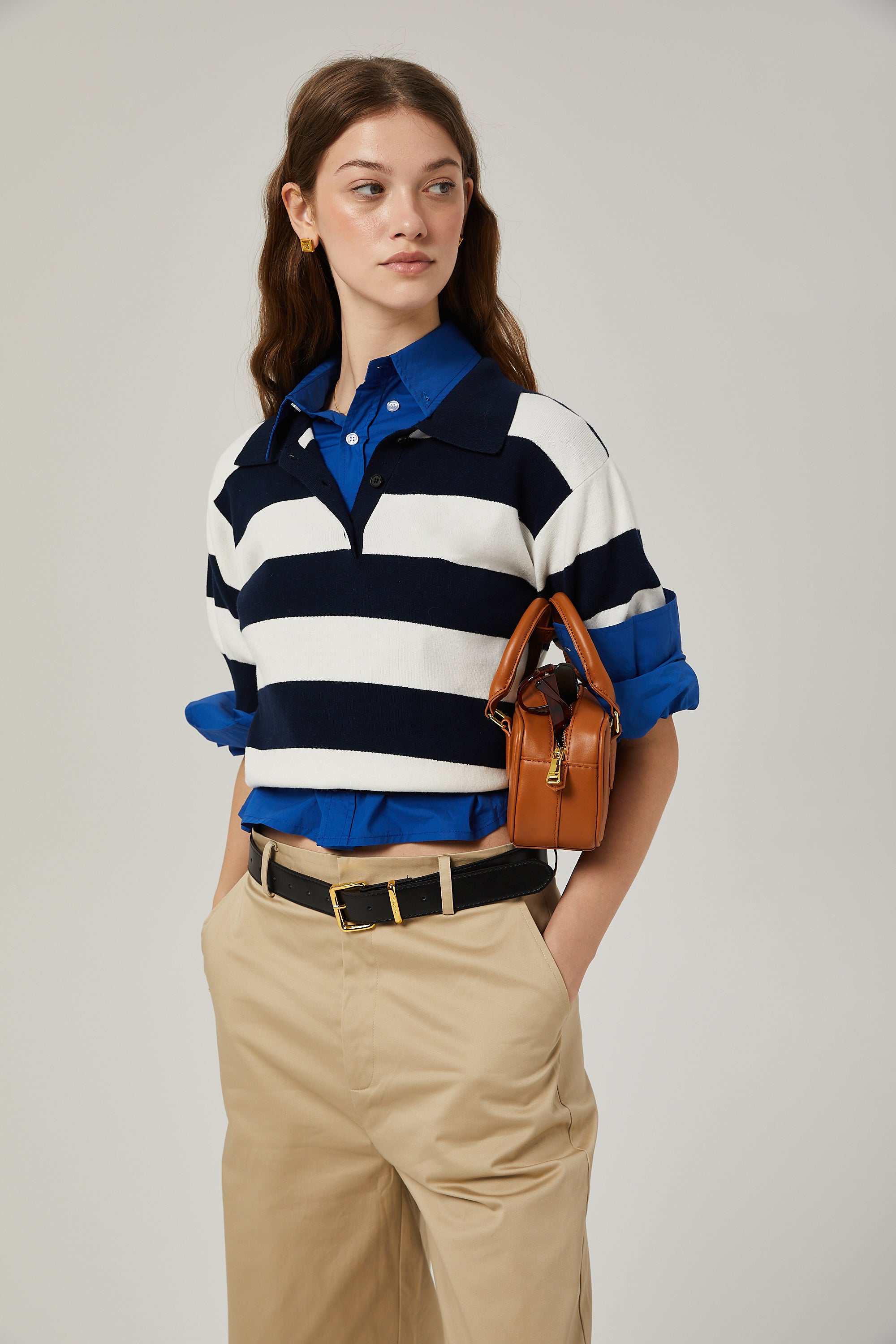 Adèle color-block striped shirt