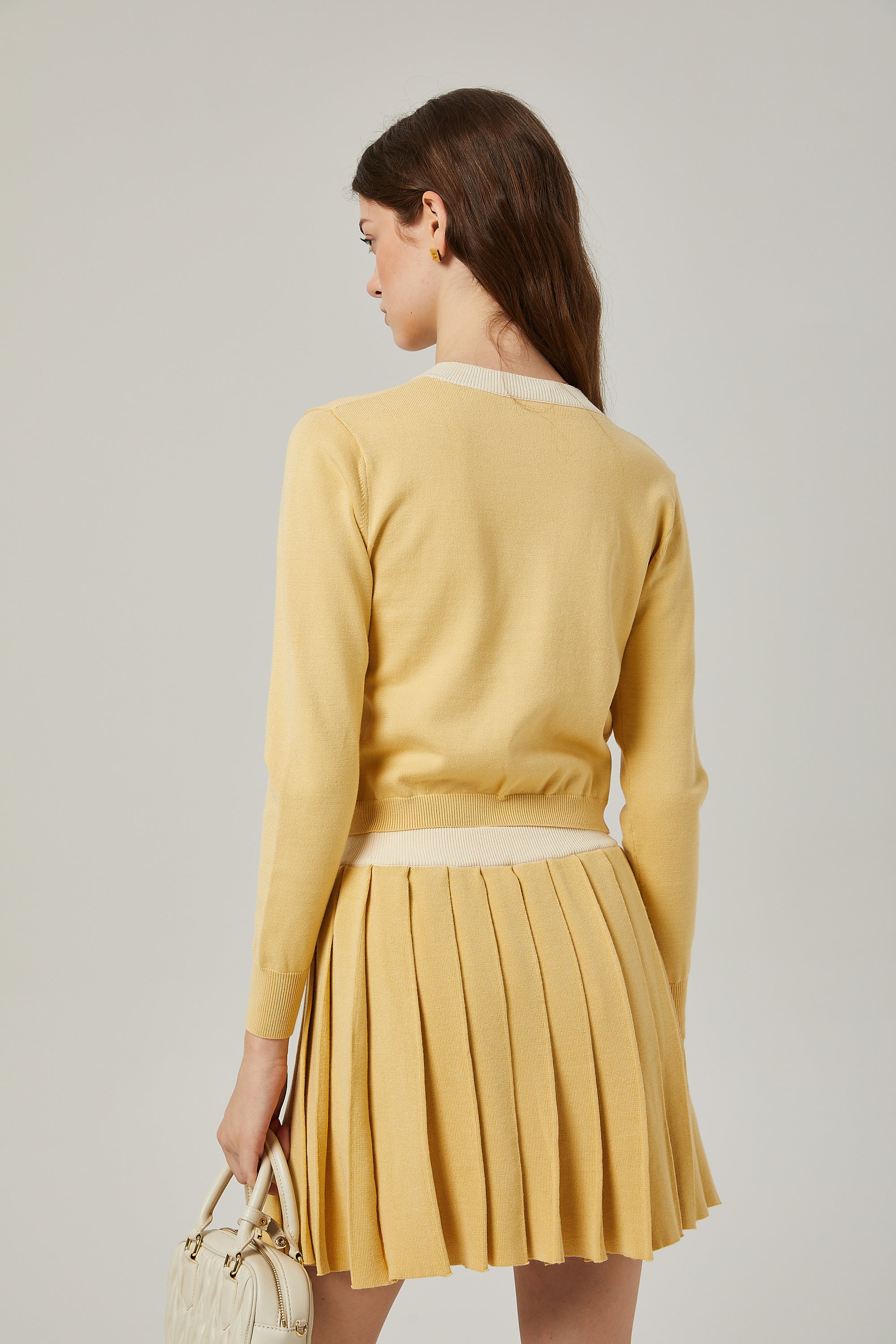 Clémence wool cardigan & skirt matching set