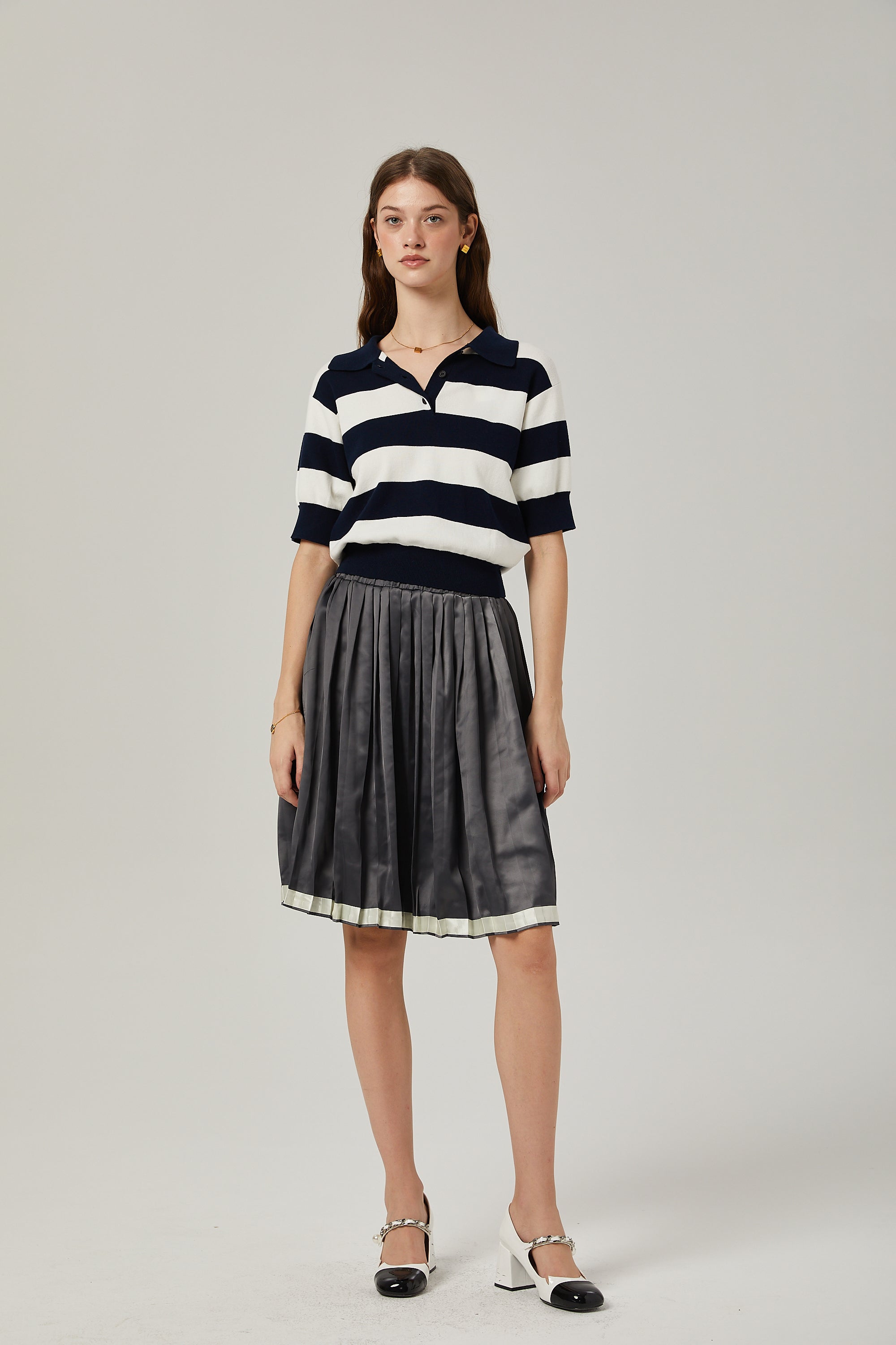 Rosalie color-blocked pleated skirt