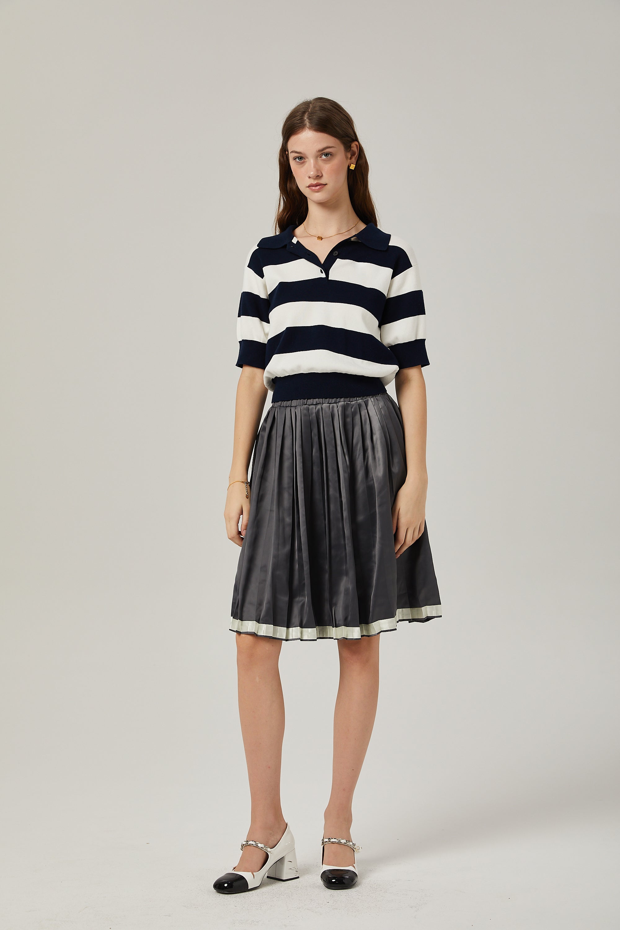 Rosalie color-blocked pleated skirt