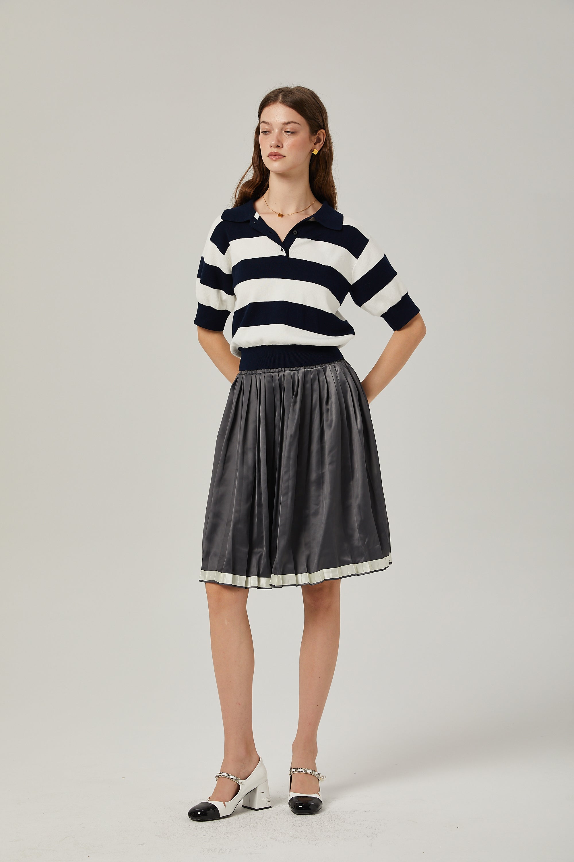 Rosalie color-blocked pleated skirt