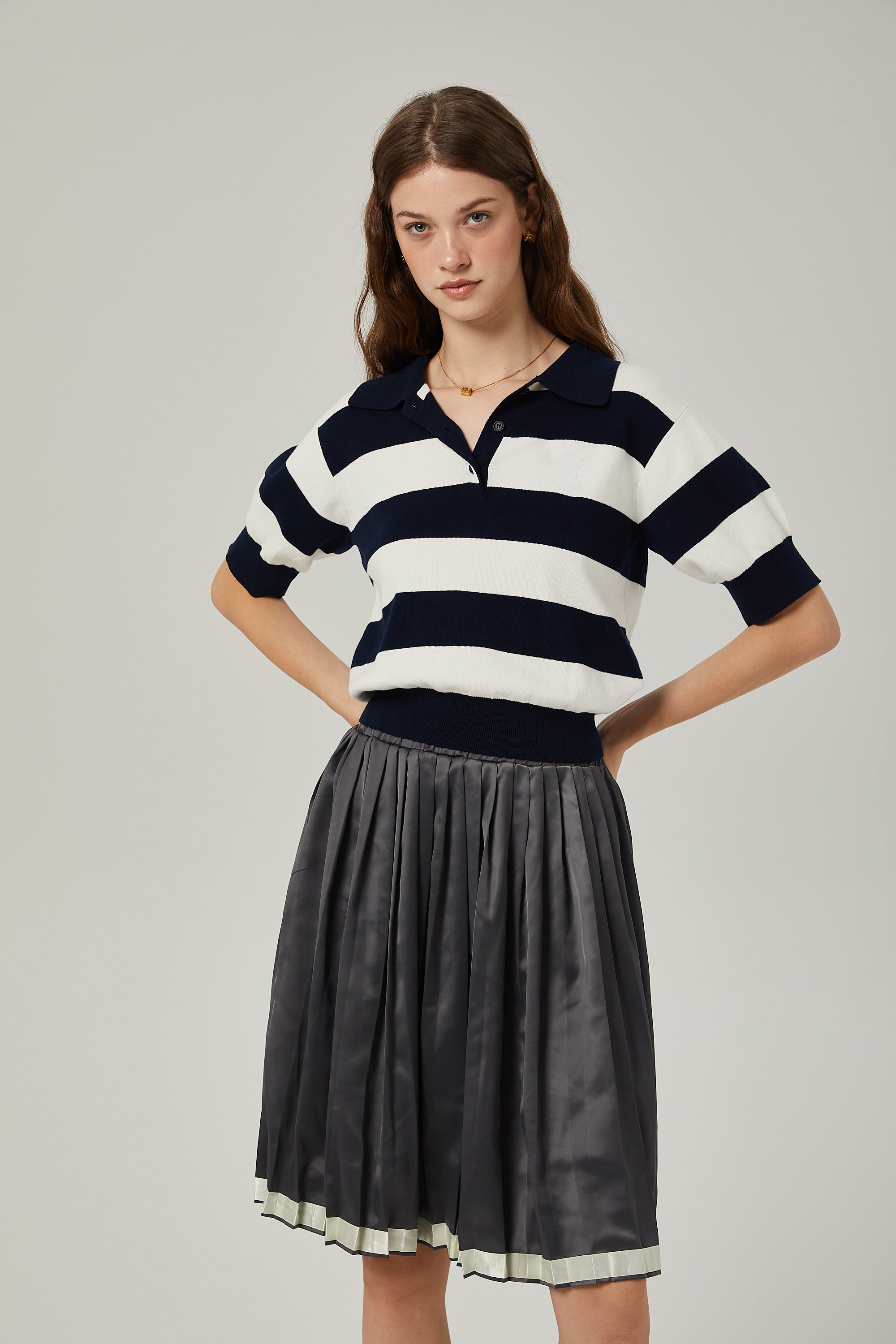 Rosalie color-blocked pleated skirt