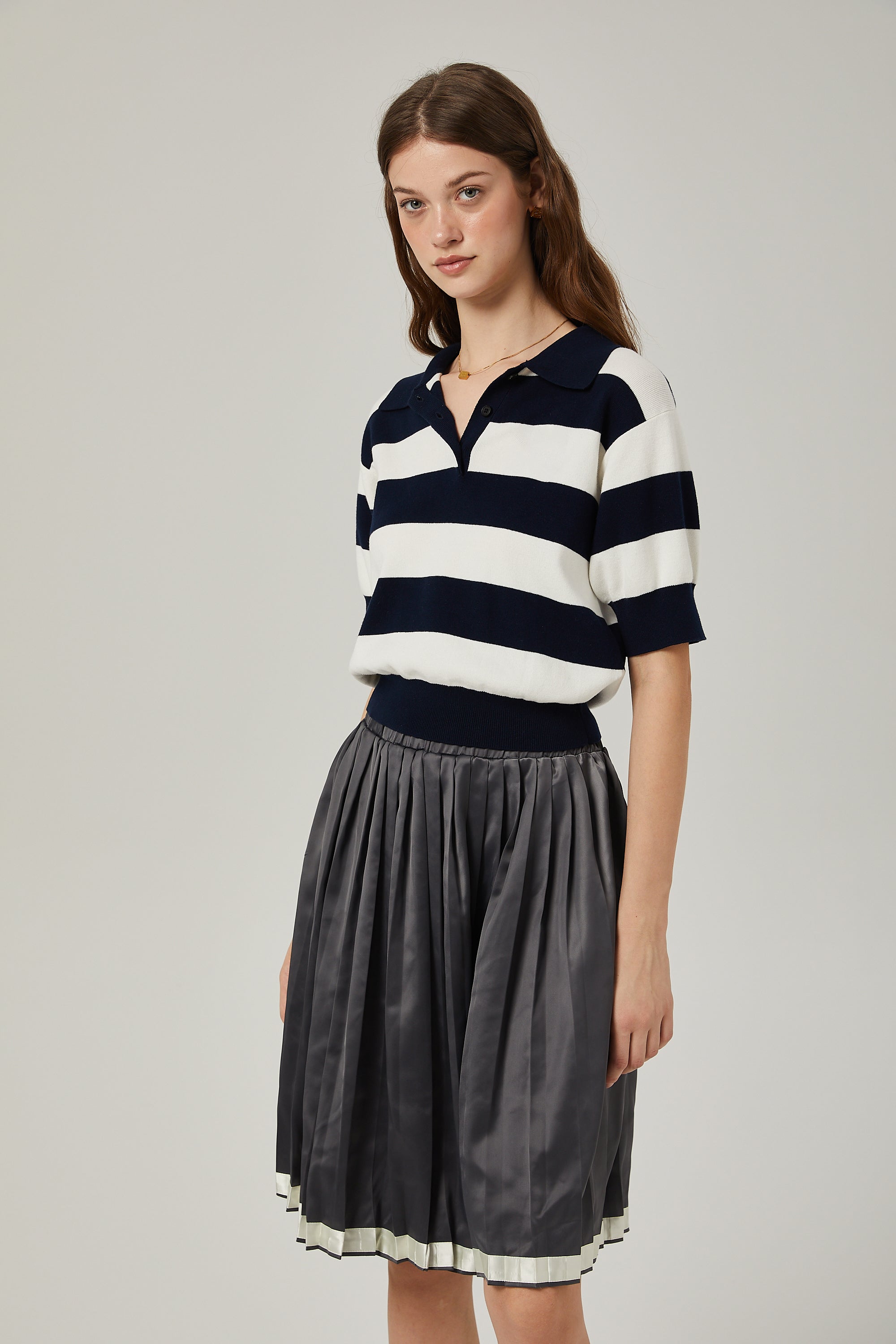 Rosalie color-blocked pleated skirt