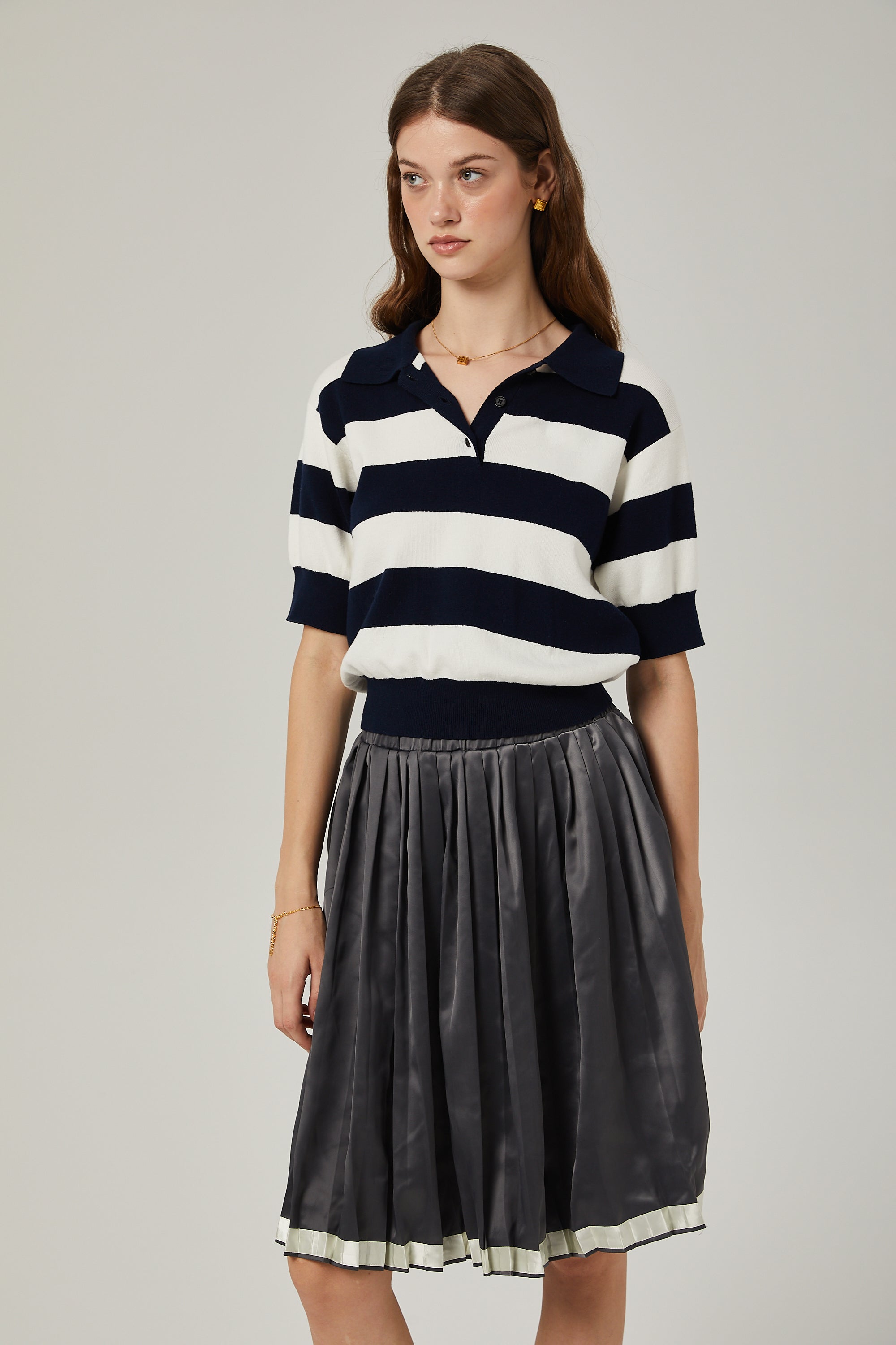 Rosalie color-blocked pleated skirt