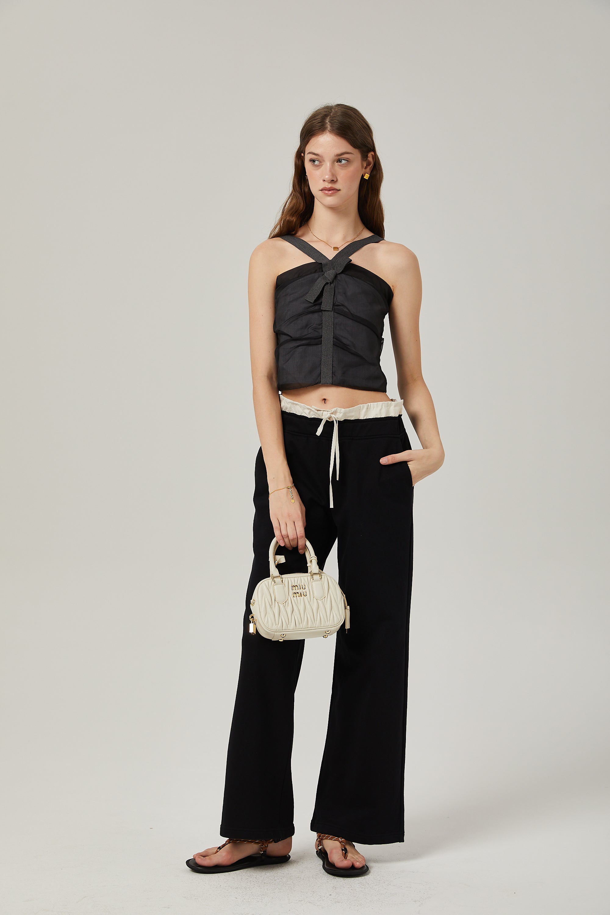 Françoise color-block floor-length trousers