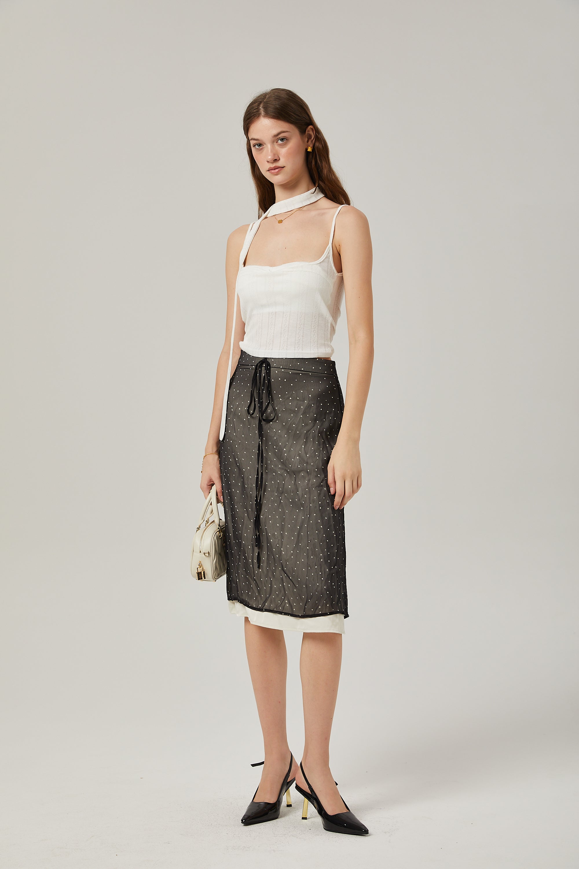 Gisèle tie-waisted polka-dot print skirt