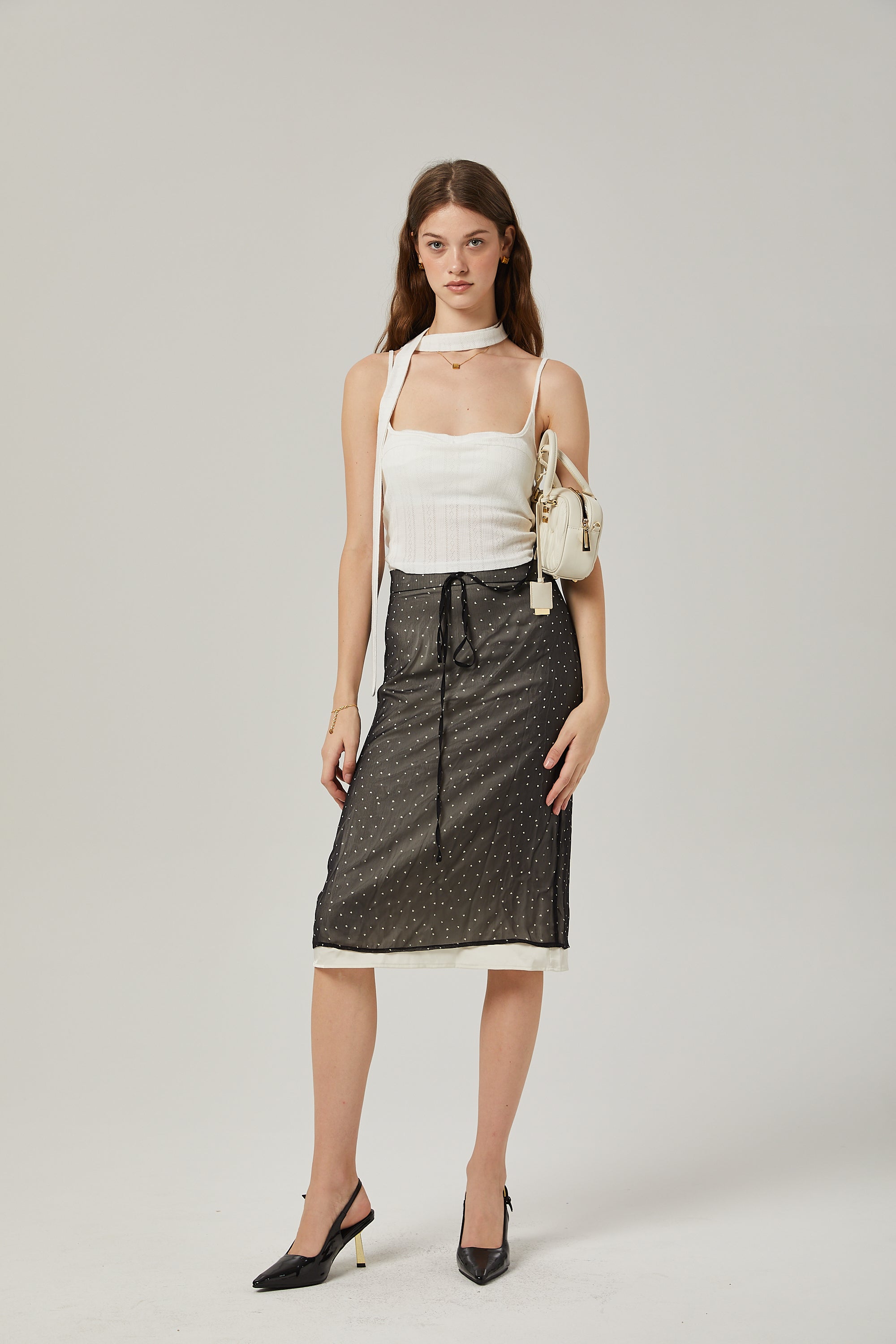 Gisèle tie-waisted polka-dot print skirt