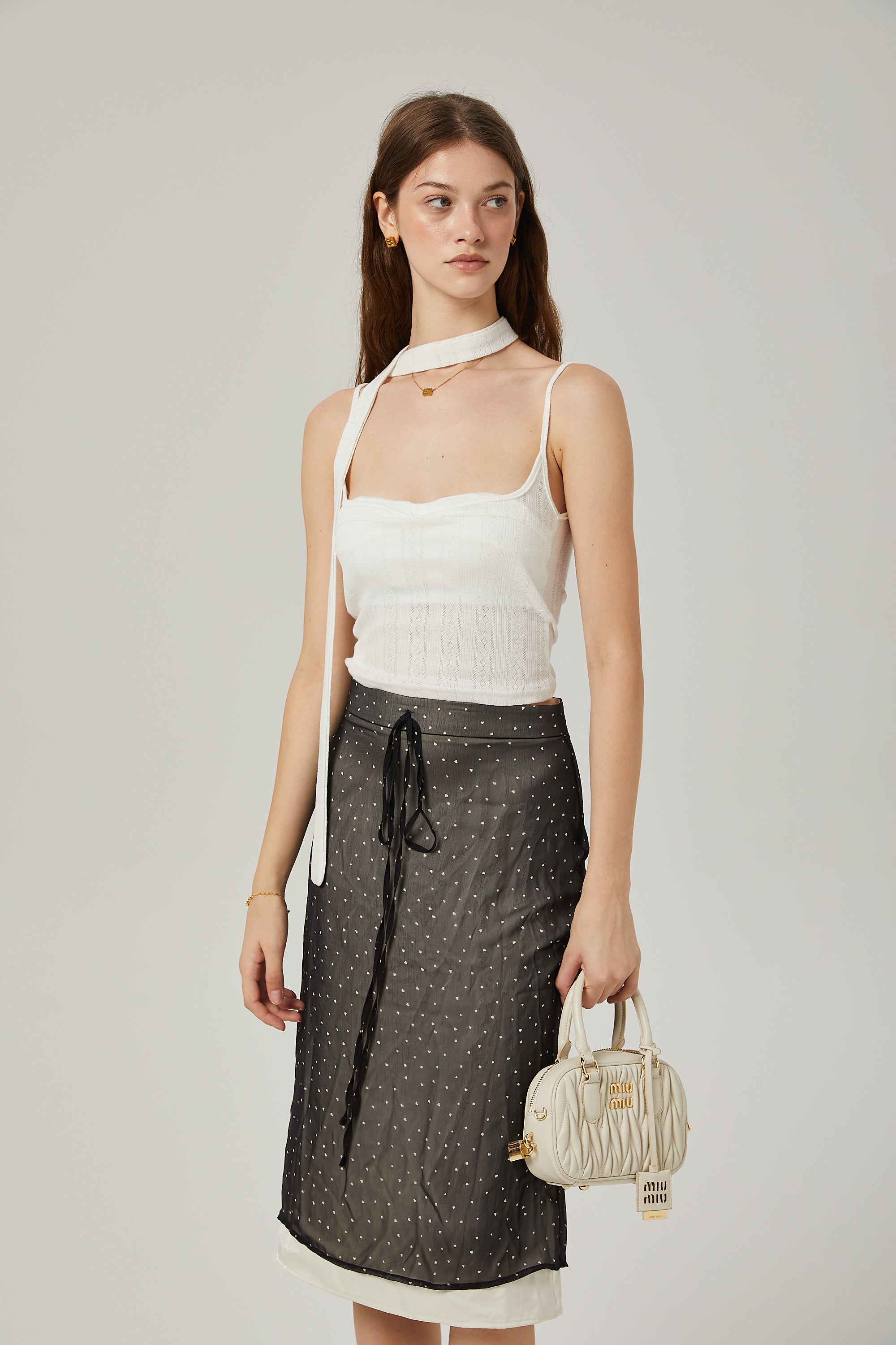 Gisèle tie-waisted polka-dot print skirt