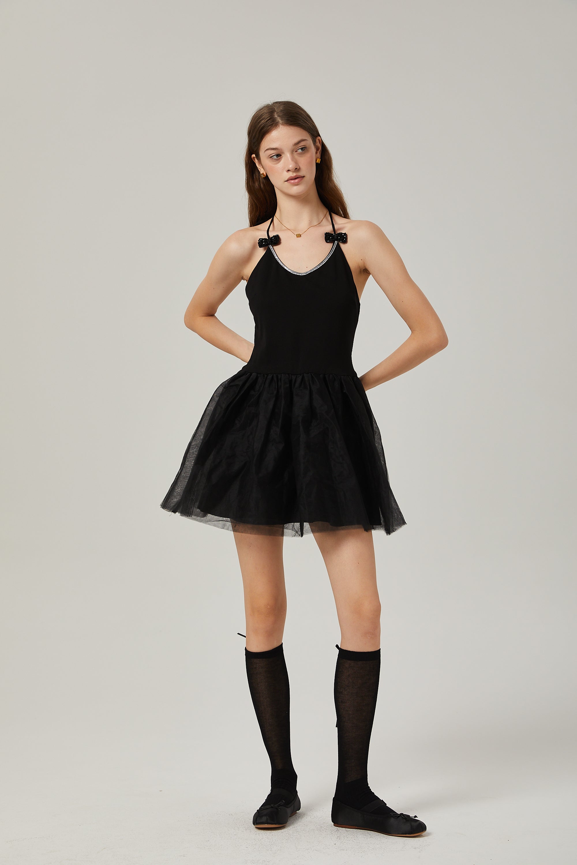 Juliette tulle bow-embellished mini dress