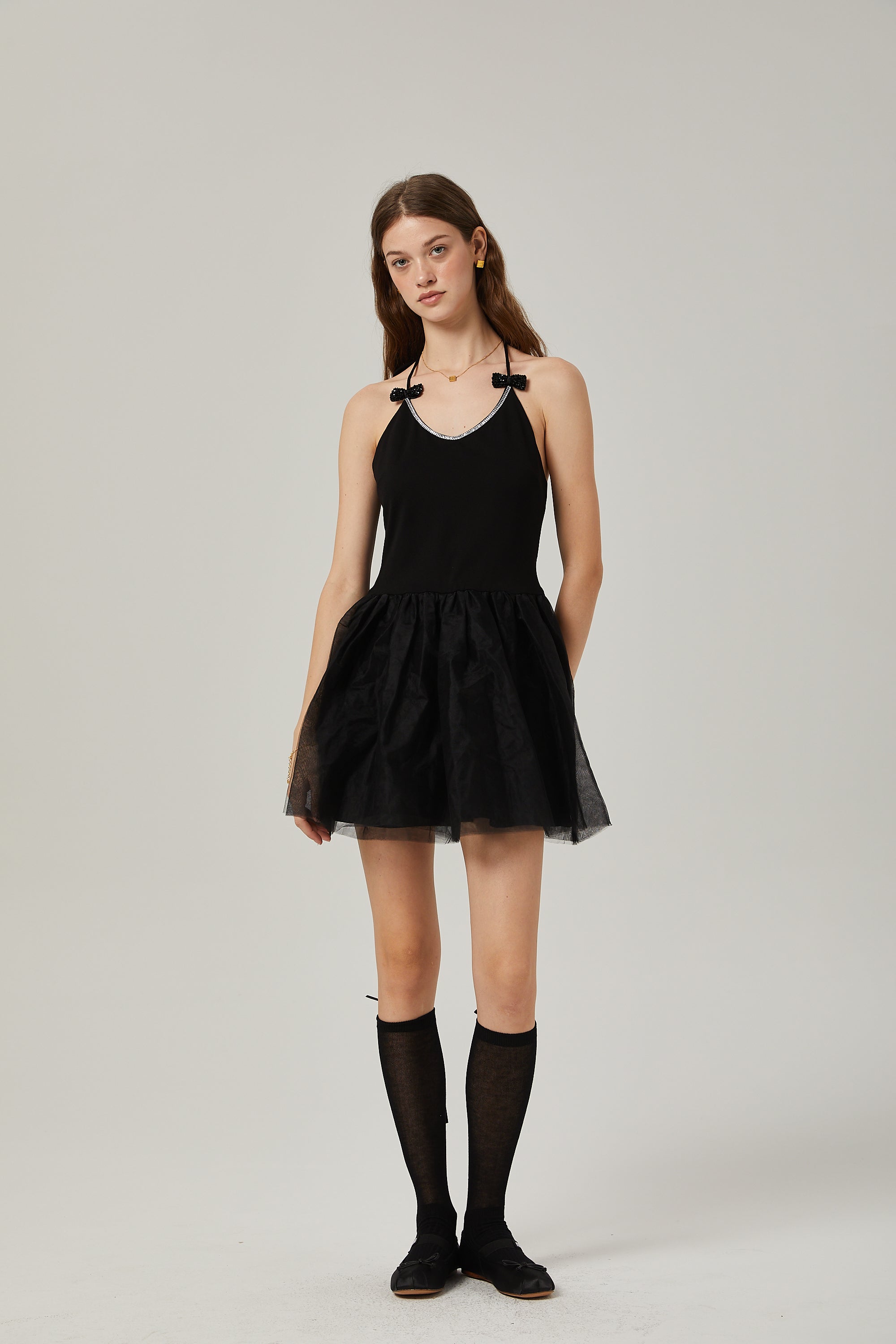 Juliette tulle bow-embellished mini dress