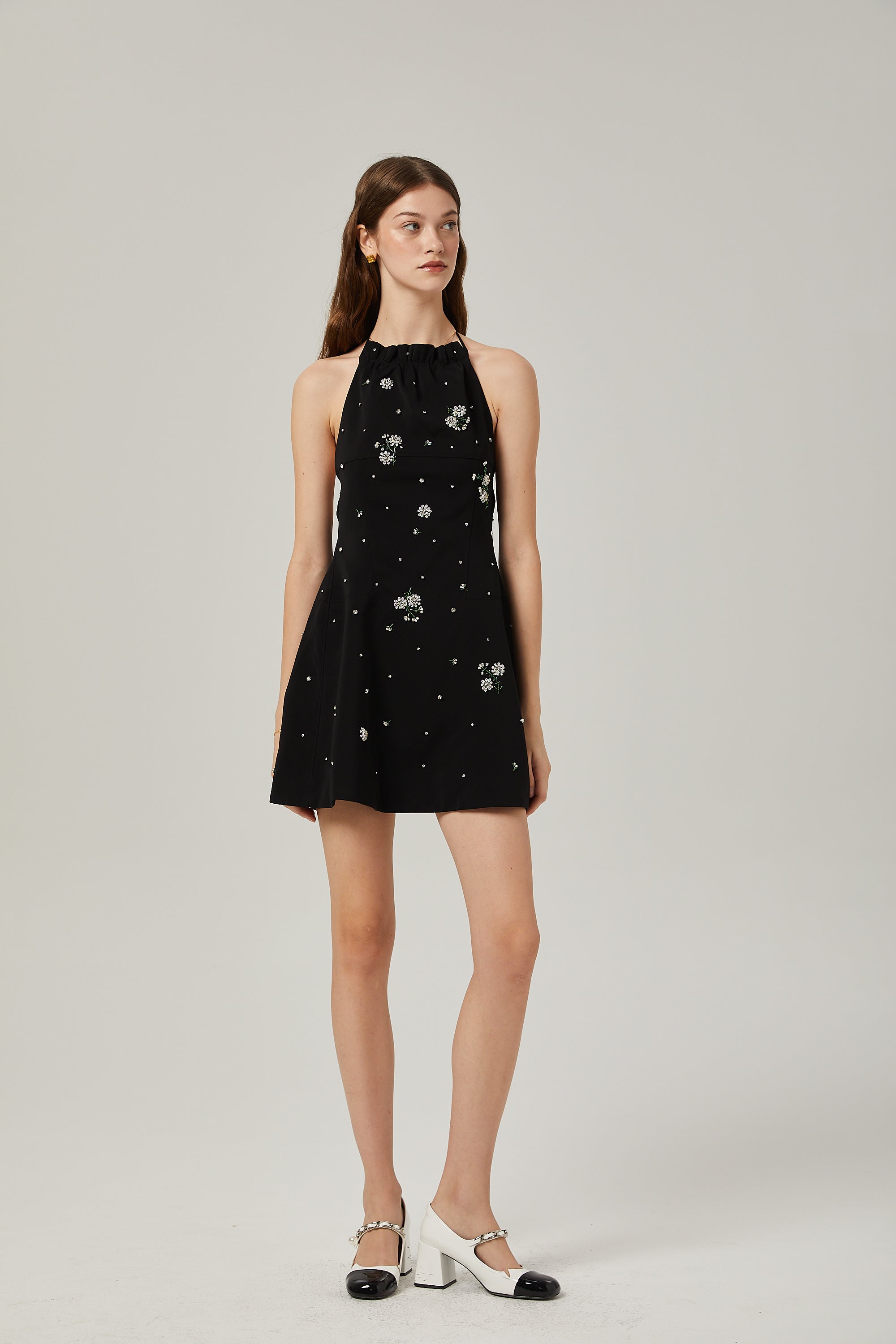 Ariane crystal-embellished scoop-back mini dress