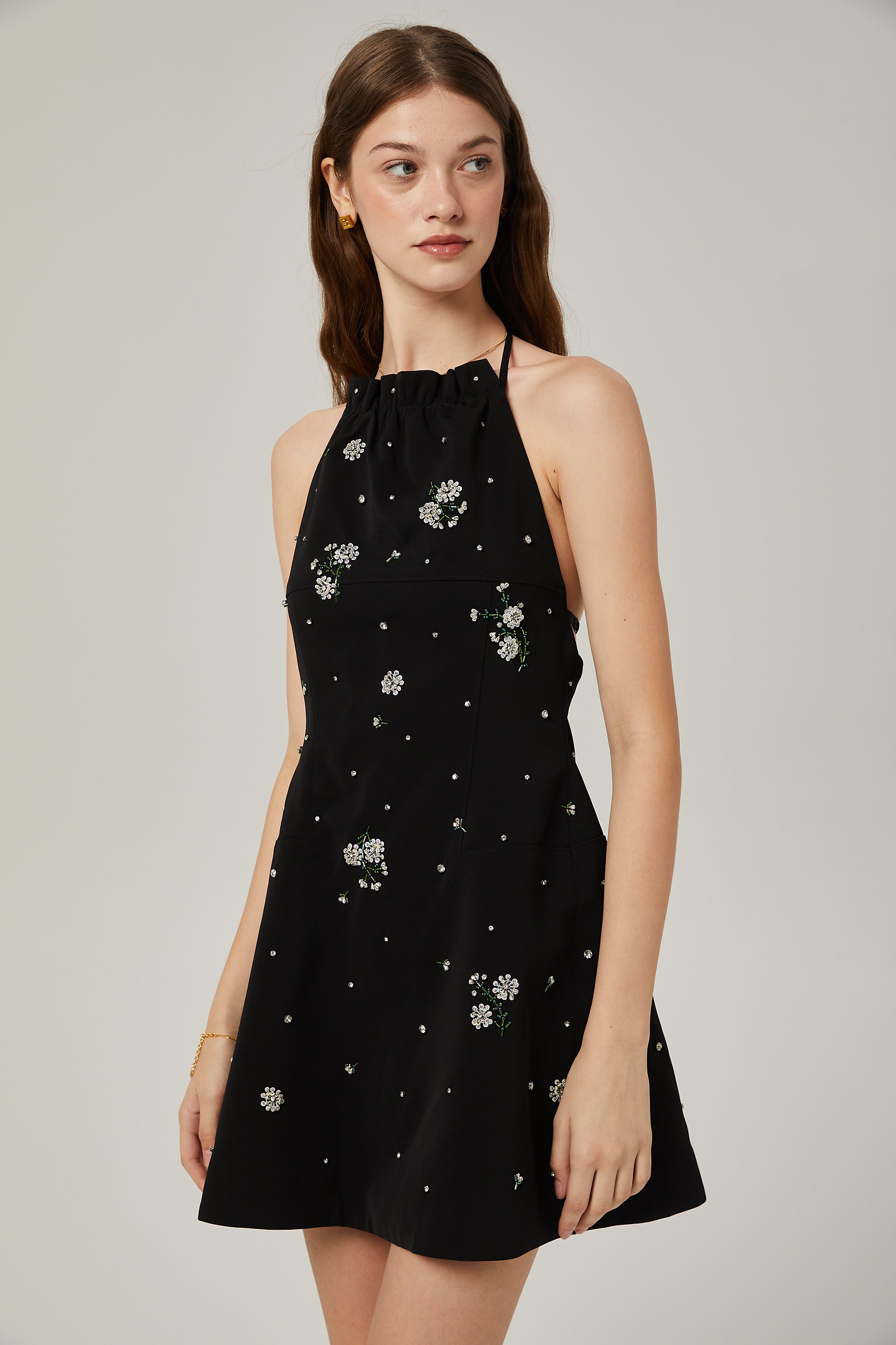 Ariane crystal-embellished scoop-back mini dress