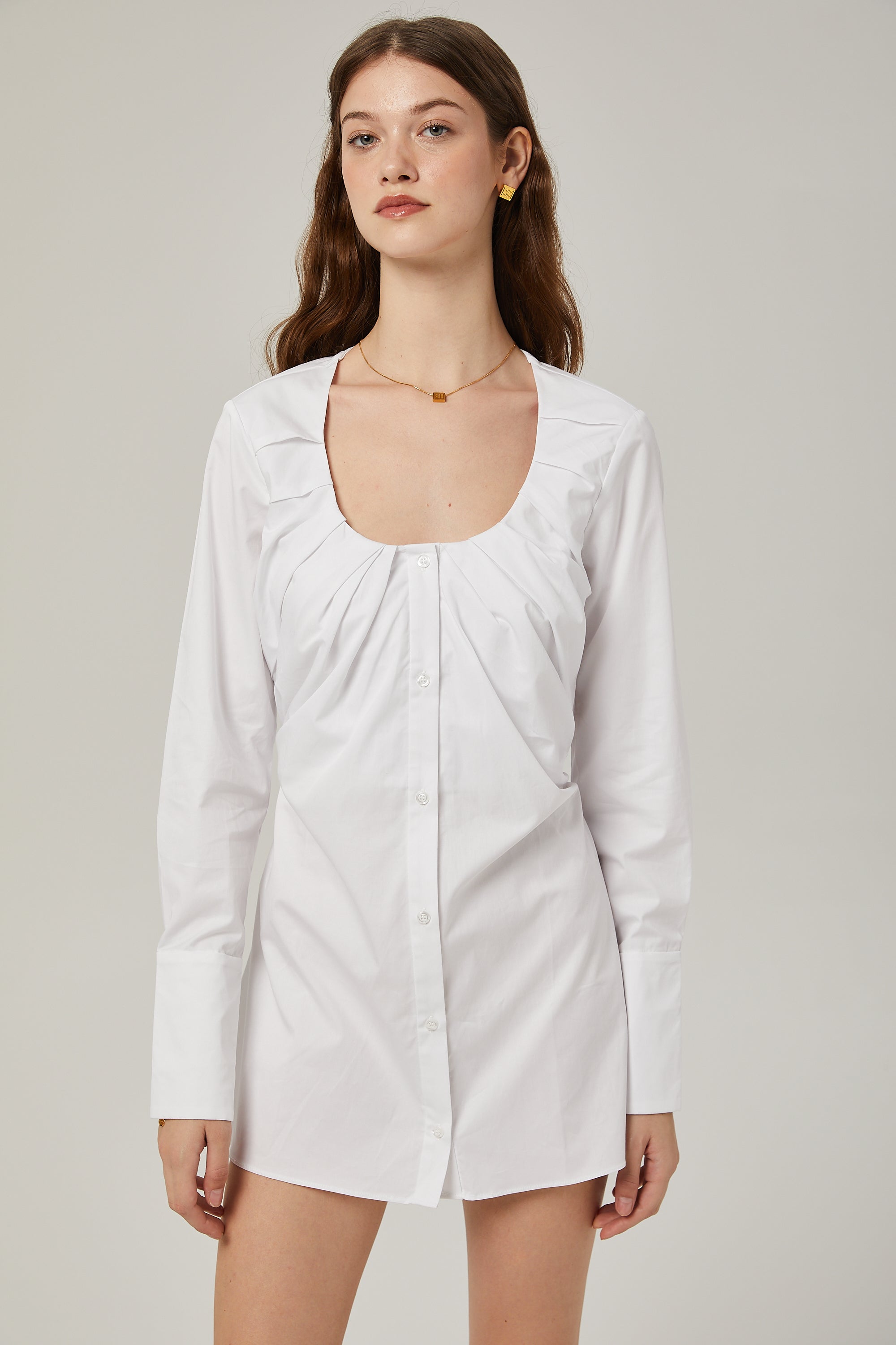 Dina pleat-detail shirt dress