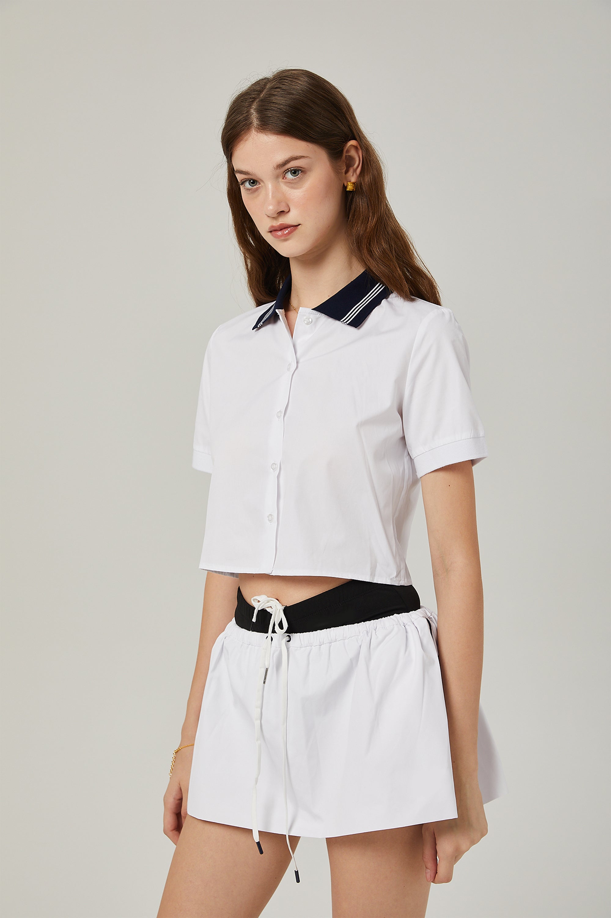 Sandrine color-block shirt & skirt matching set