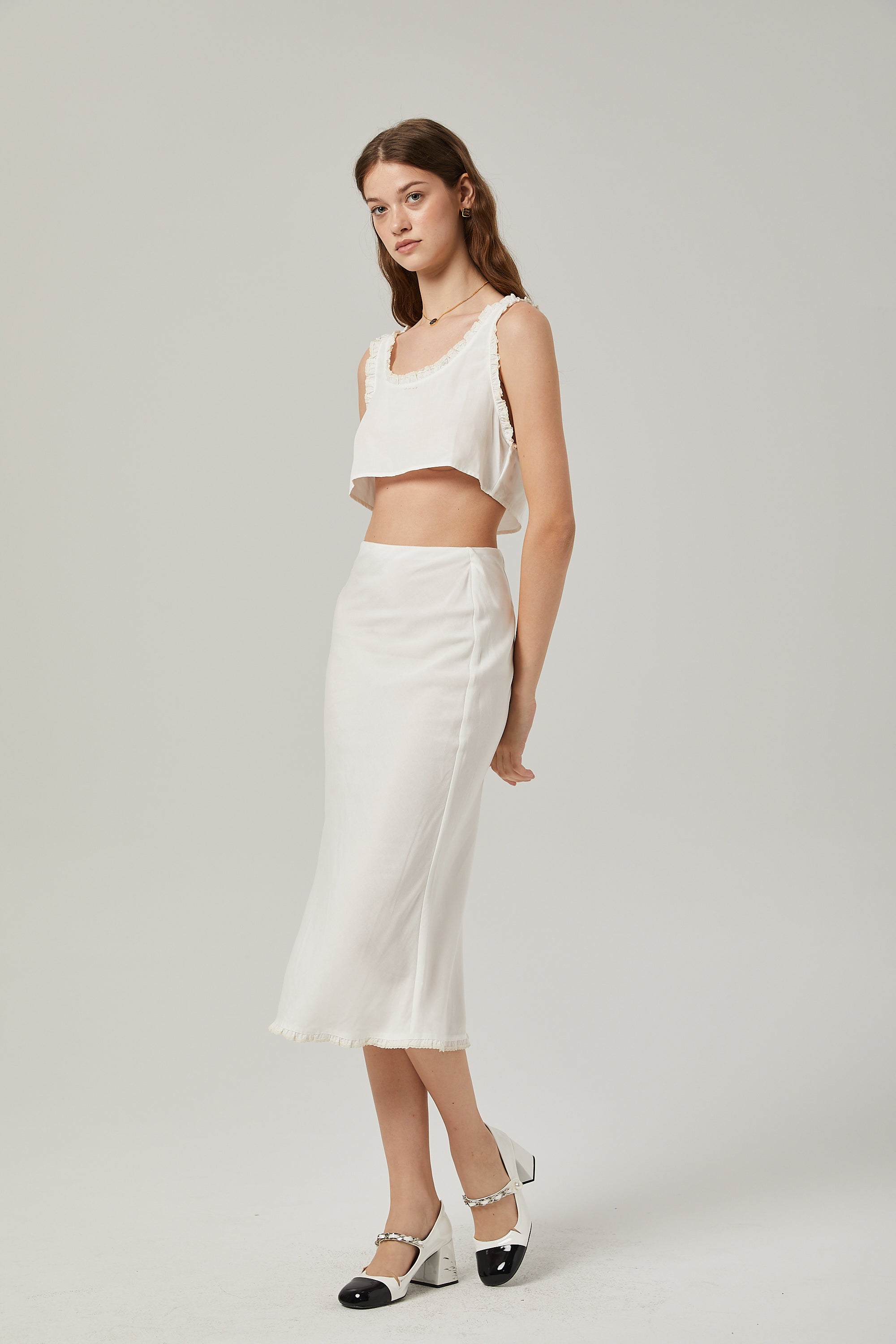 Tilda ruffled-trim top & skirt matching set