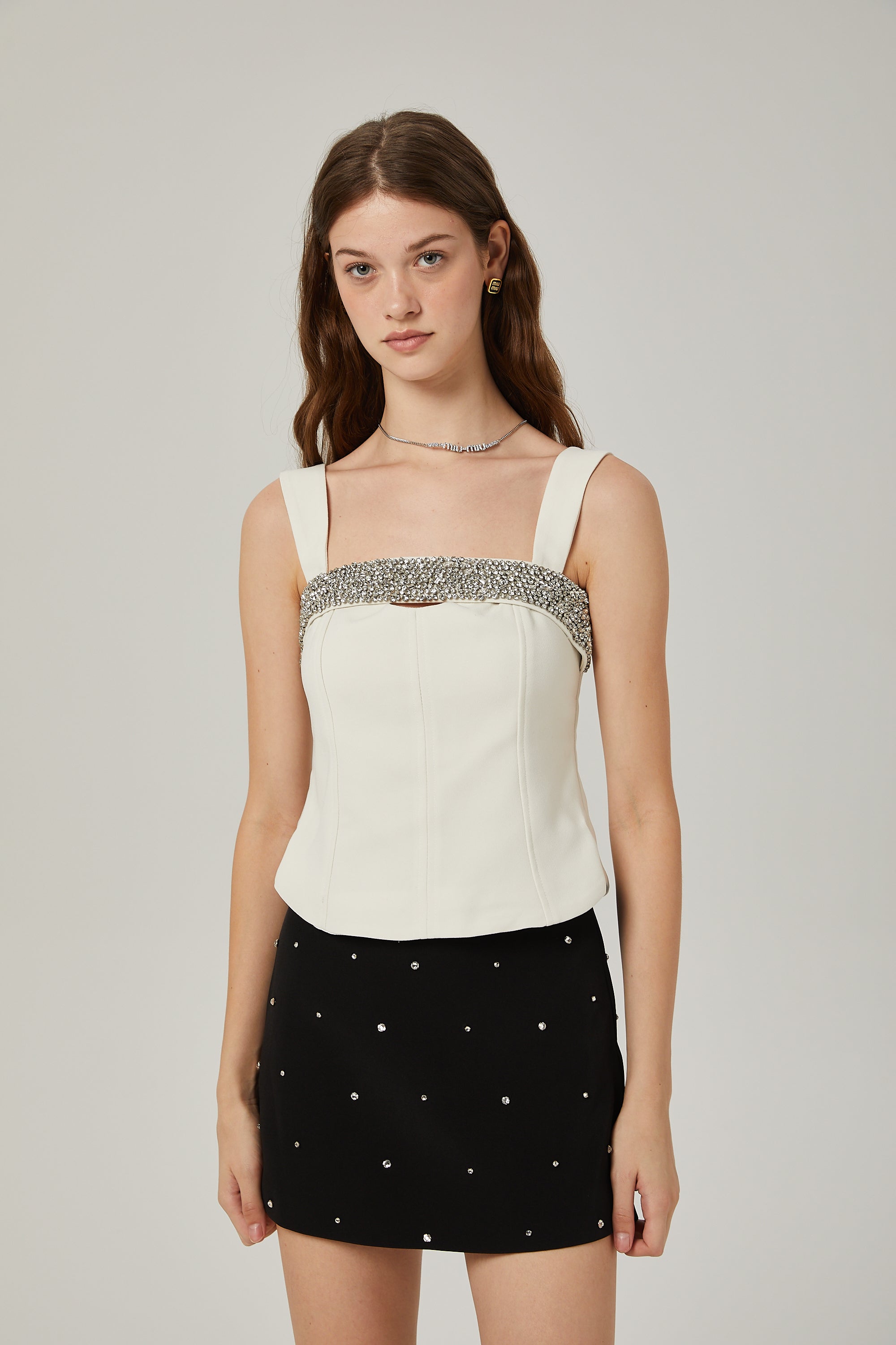 Blanche crystal-embellished top