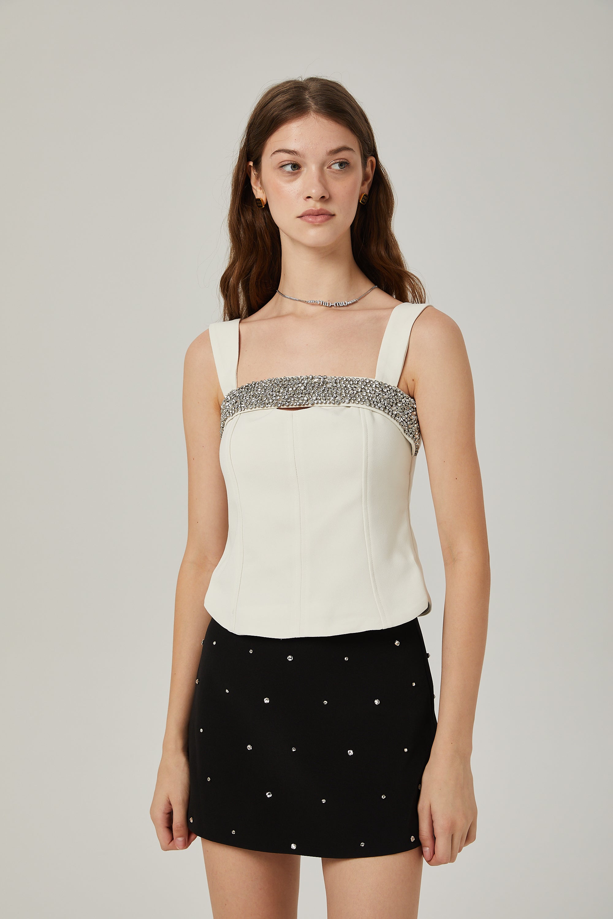 Blanche crystal-embellished top